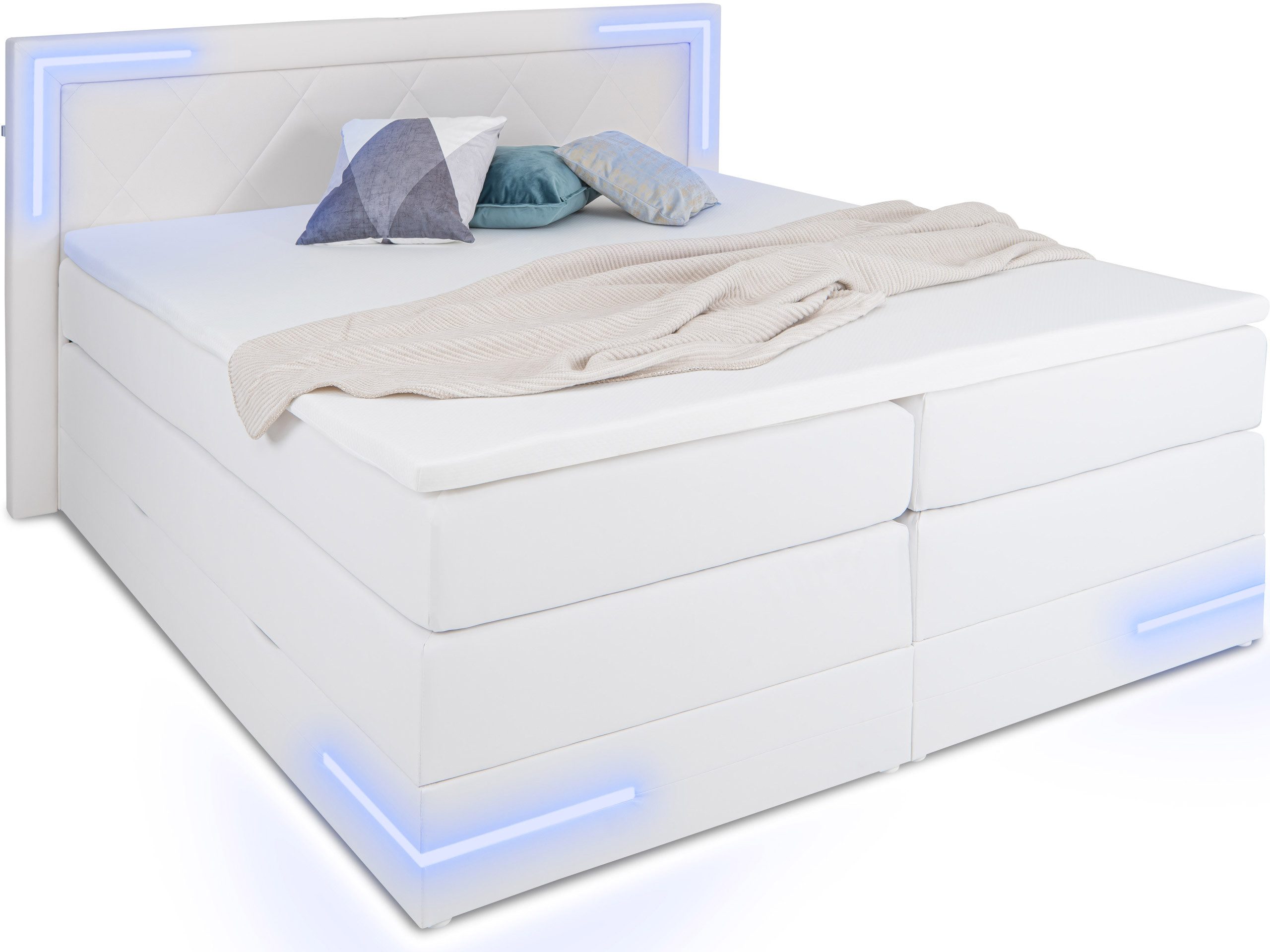 wonello Boxspringbett Arizona, mit LED Beleuchtung günstig online kaufen