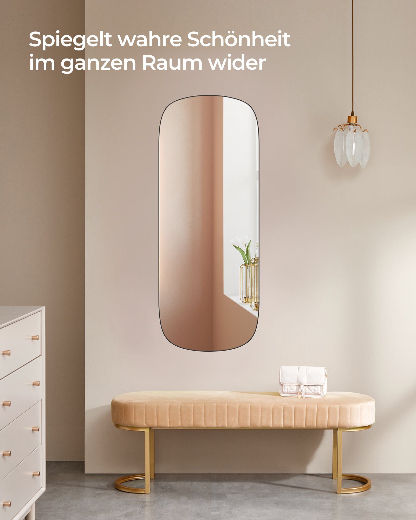 gebogene Spiegel für Wandspiegel, Ecke, Ganzkörperspiegel, Spiegel, SONGMICS Tür