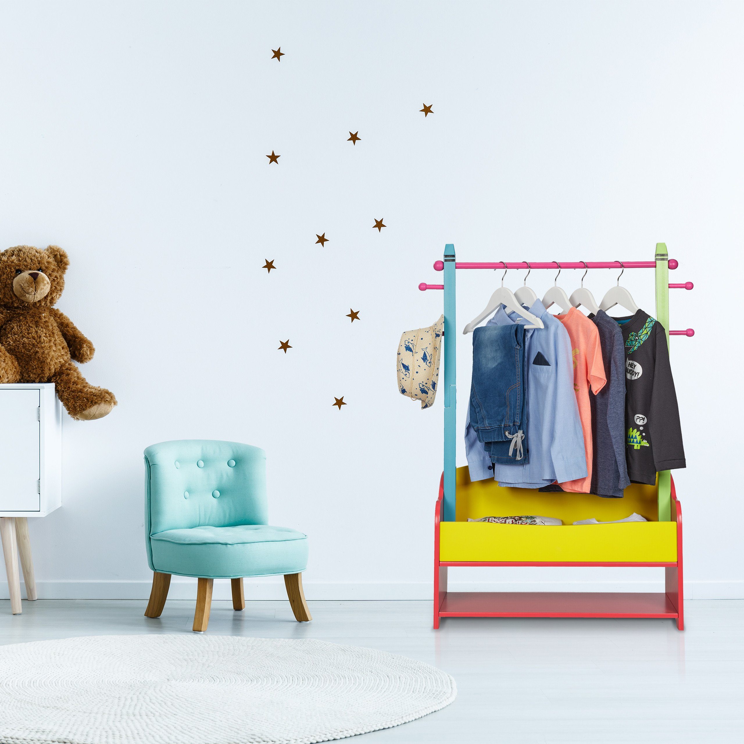 relaxdays Kleiderständer Kinder Kleiderständer mit Ablagen günstig online kaufen