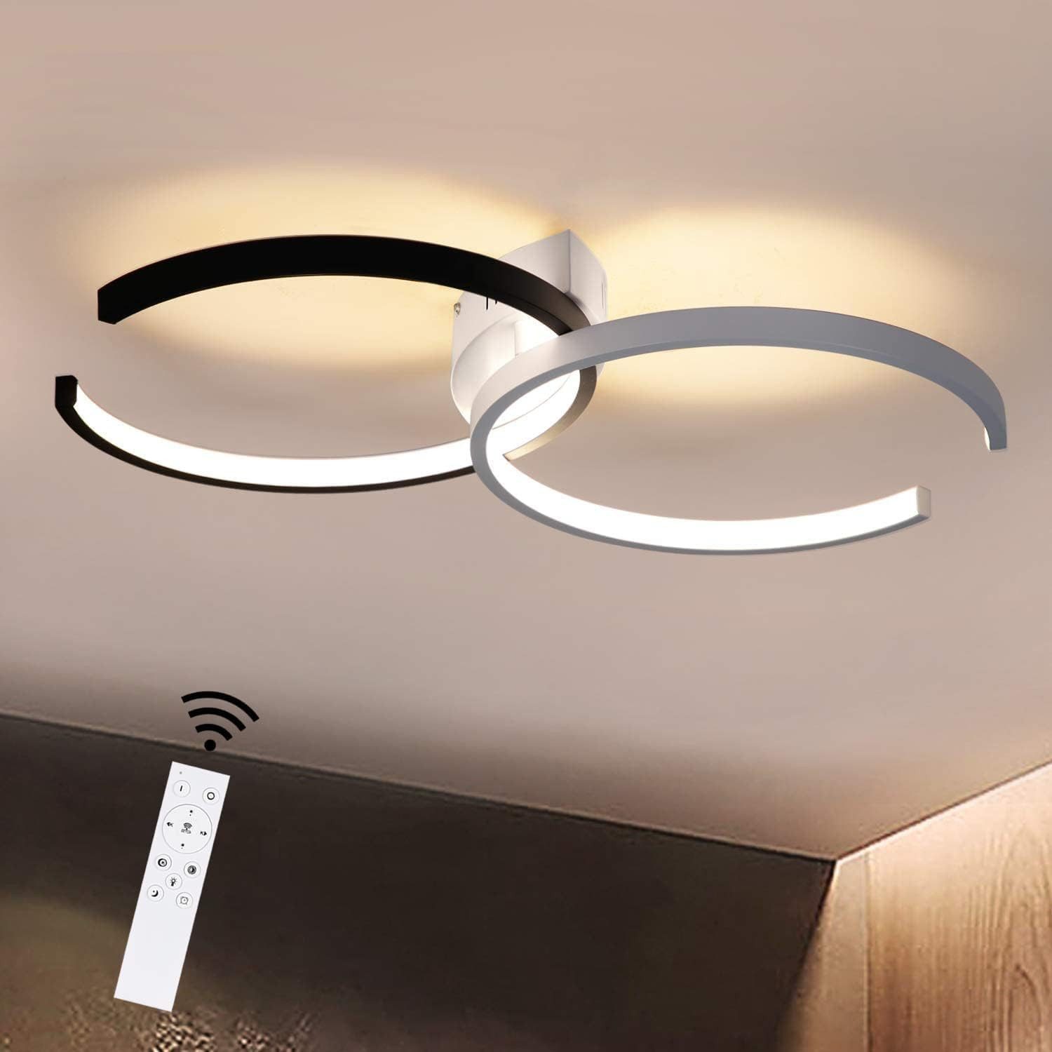 Nettlife LED Deckenleuchte LED Deckenleuchte ringförmige schwarz und weiß, Dimmbar mit Fernbedienung, LED fest integriert, Warmweiß, Neutralweiß, Kaltweiß, für Schlafzimmer Wohnzimmer Esszimmer Arbeitszimmer