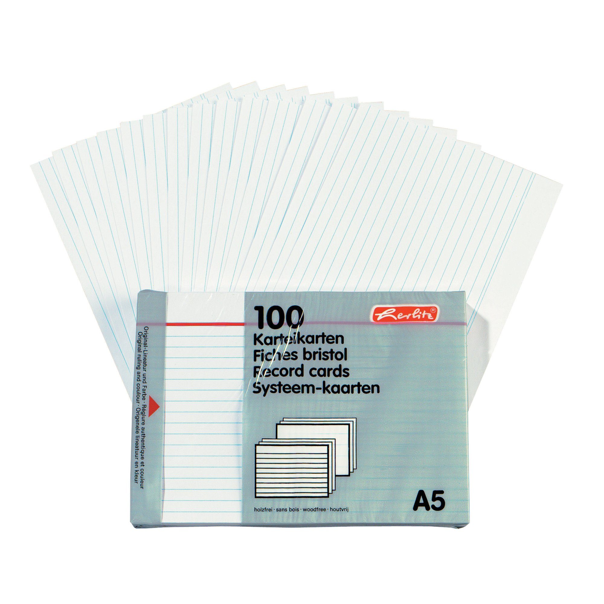 herlitz Karteikarte A8, blanko, weiß, 100 Stück : : Bürobedarf &  Schreibwaren