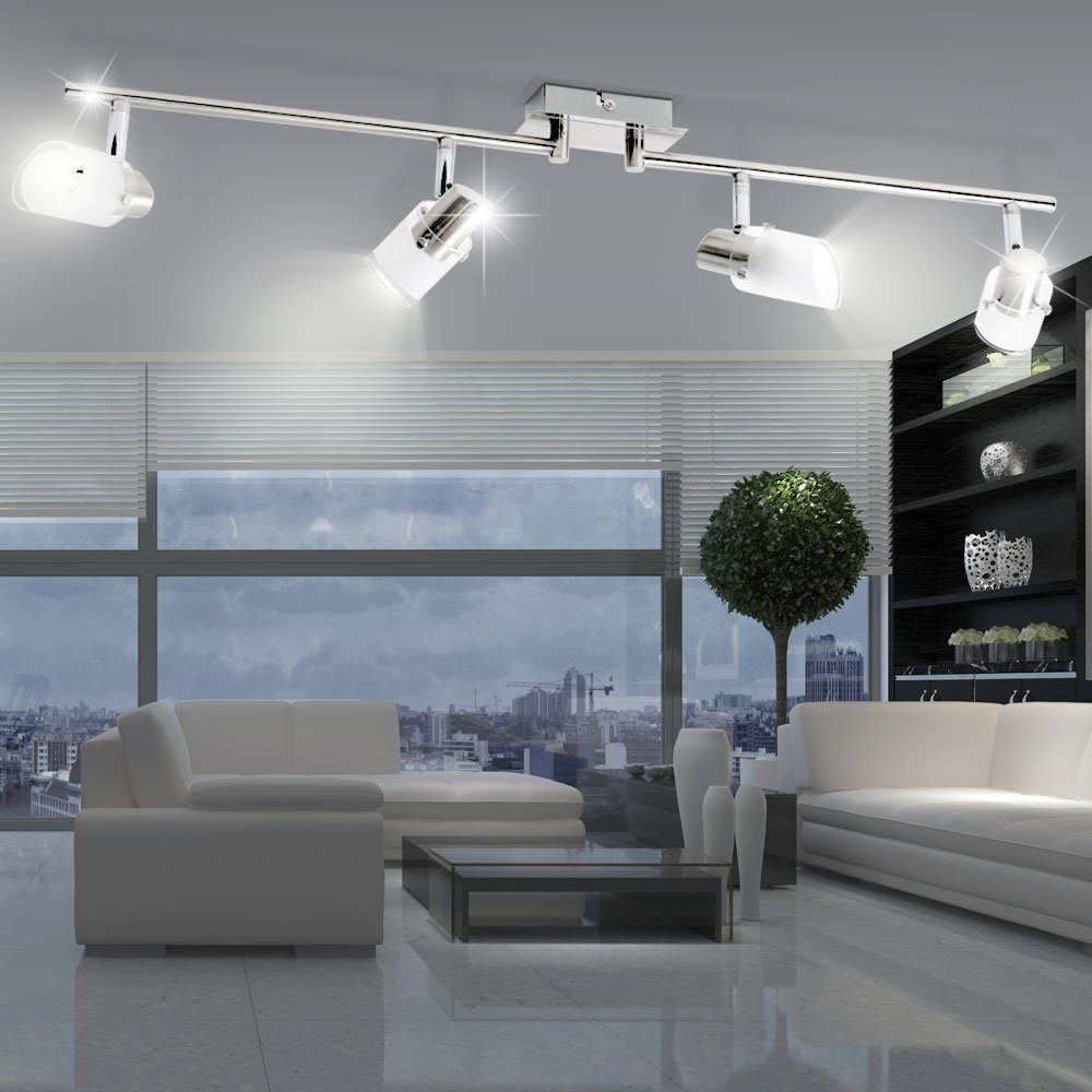 LED Decken Lampe Leuchte Chrom Glas Strahler beweglich Beleuchtung Wohn Zimmer 
