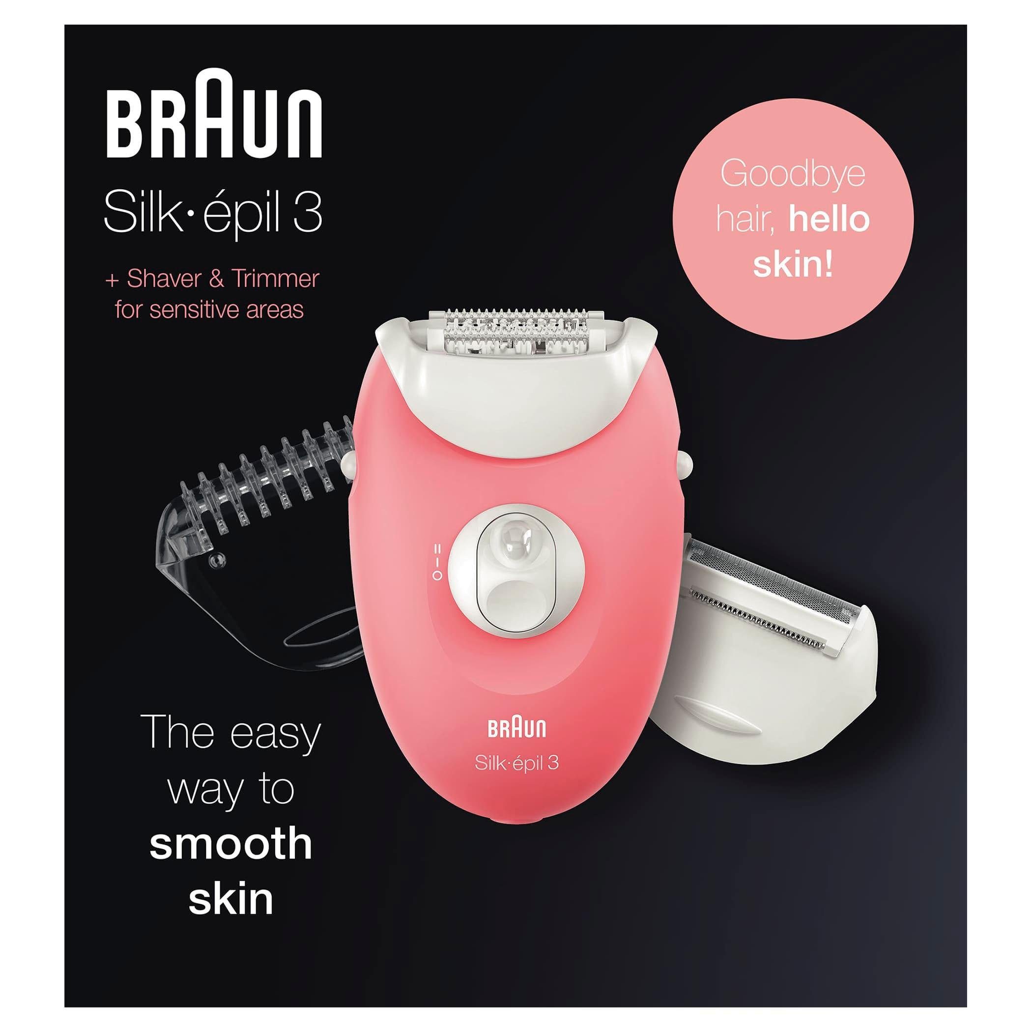BRAUN Silk-épil 3 SE 3-440 Rosa//Weiß Epilierer Set für Beine und Körper