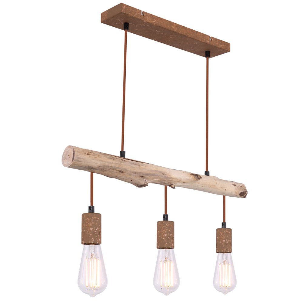 GLOBO LIGHTING LED Pendelleuchte, Leuchtmittel inklusive, Warmweiß, Hängeleuchte Holz Esstisch Lampe Küche hängend Retro Deckenleuchte