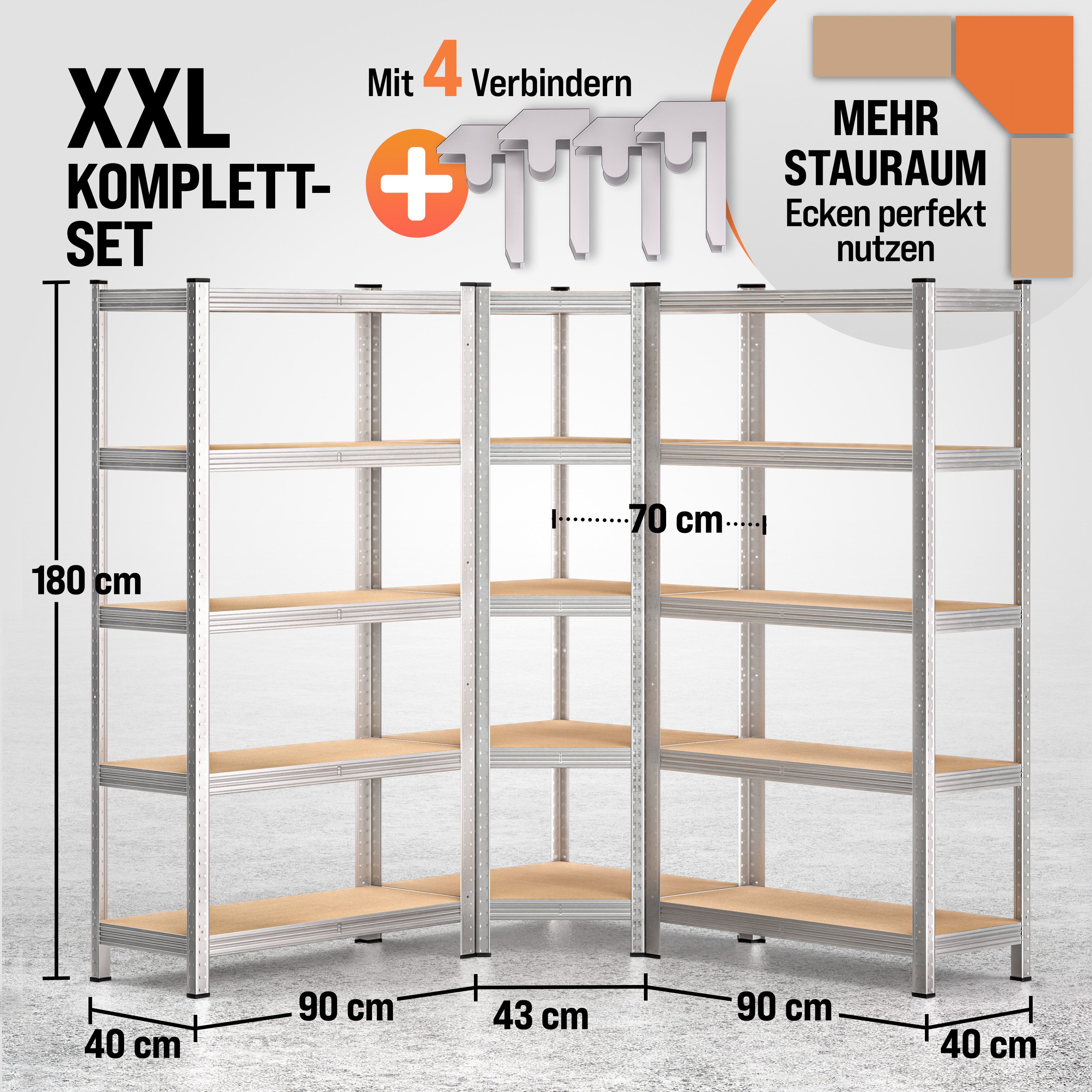 monzana Schwerlastregal, 3er Set Eckregal 2625 günstig online kaufen