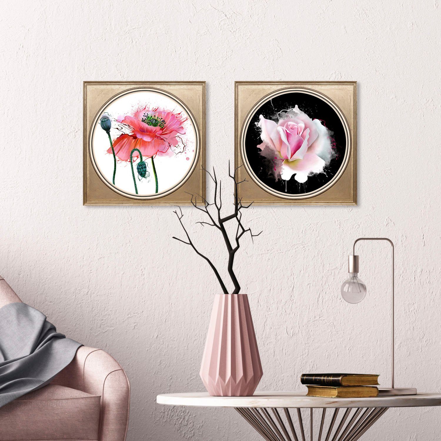 queence Acrylglasbild Rose, Blumen, Blumenbilder, Gemälde, Kunst, Pflanzen, Pflanzenbilder, Fine Art-Print in Galeriequalität