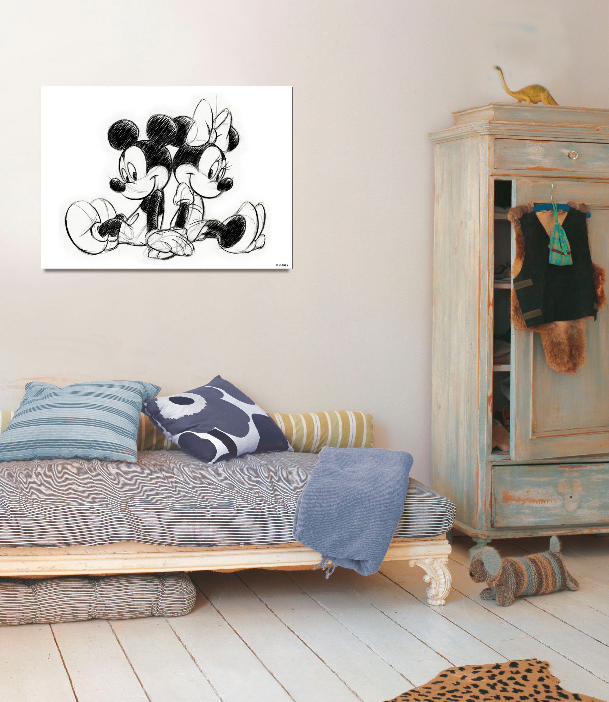 St) Leinwandbild Sitting, Disney Mickey Sketch (1 Minnie