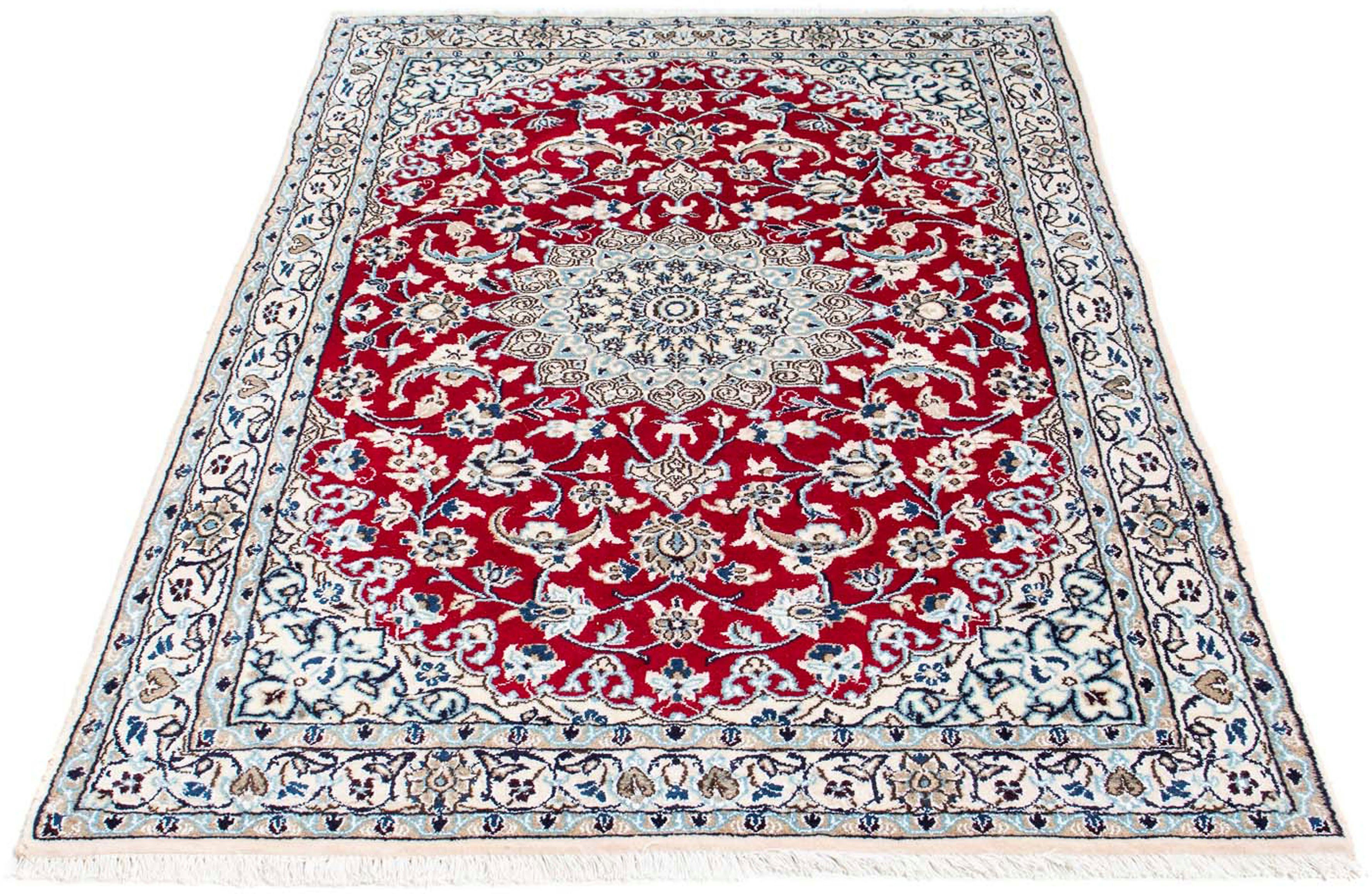 Orientteppich Perser - Nain - Royal - 172 x 110 cm - rot, morgenland, rechteckig, Höhe: 10 mm, Wohnzimmer, Handgeknüpft, Einzelstück mit Zertifikat | Kurzflor-Teppiche
