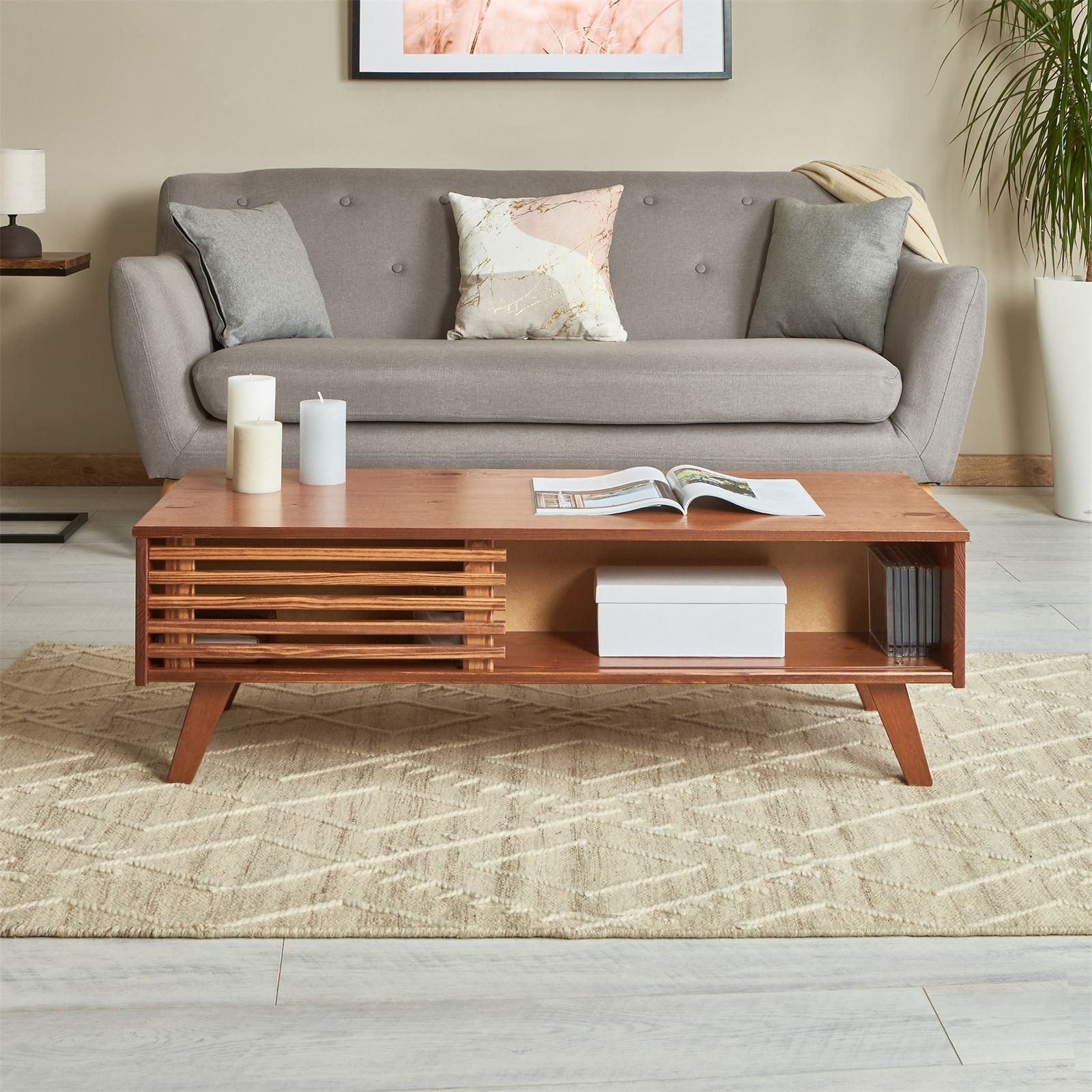 IDIMEX Couchtisch SEAN, Wohnzimmertisch aus Massivholz mit Schiebetür skand günstig online kaufen