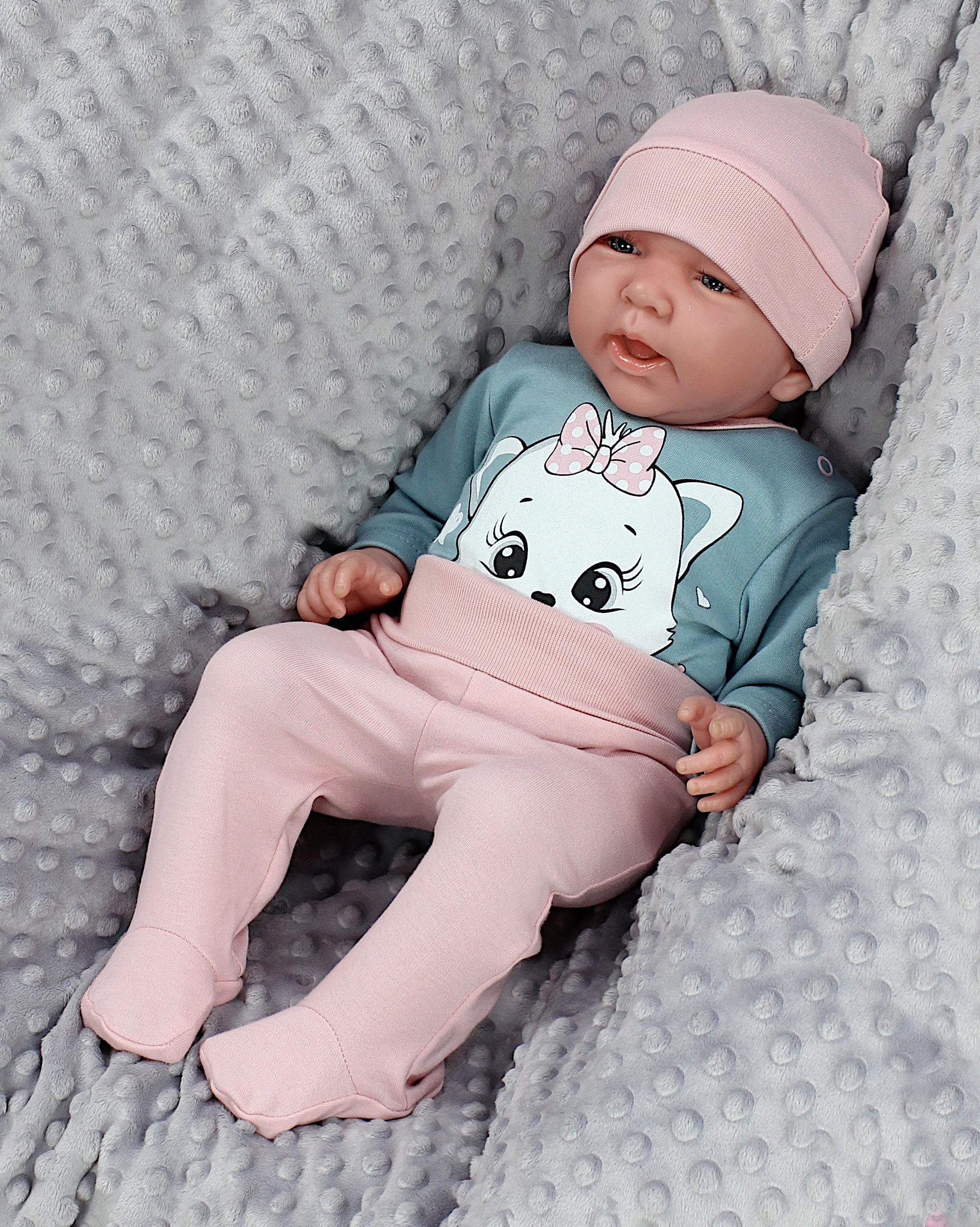 Jungen Hose mit / Rosa Weißes TupTam Mint Bekleidungsset Erstausstattungspaket Mädchen Kätzchen Spruch Mütze Langarmbody Baby