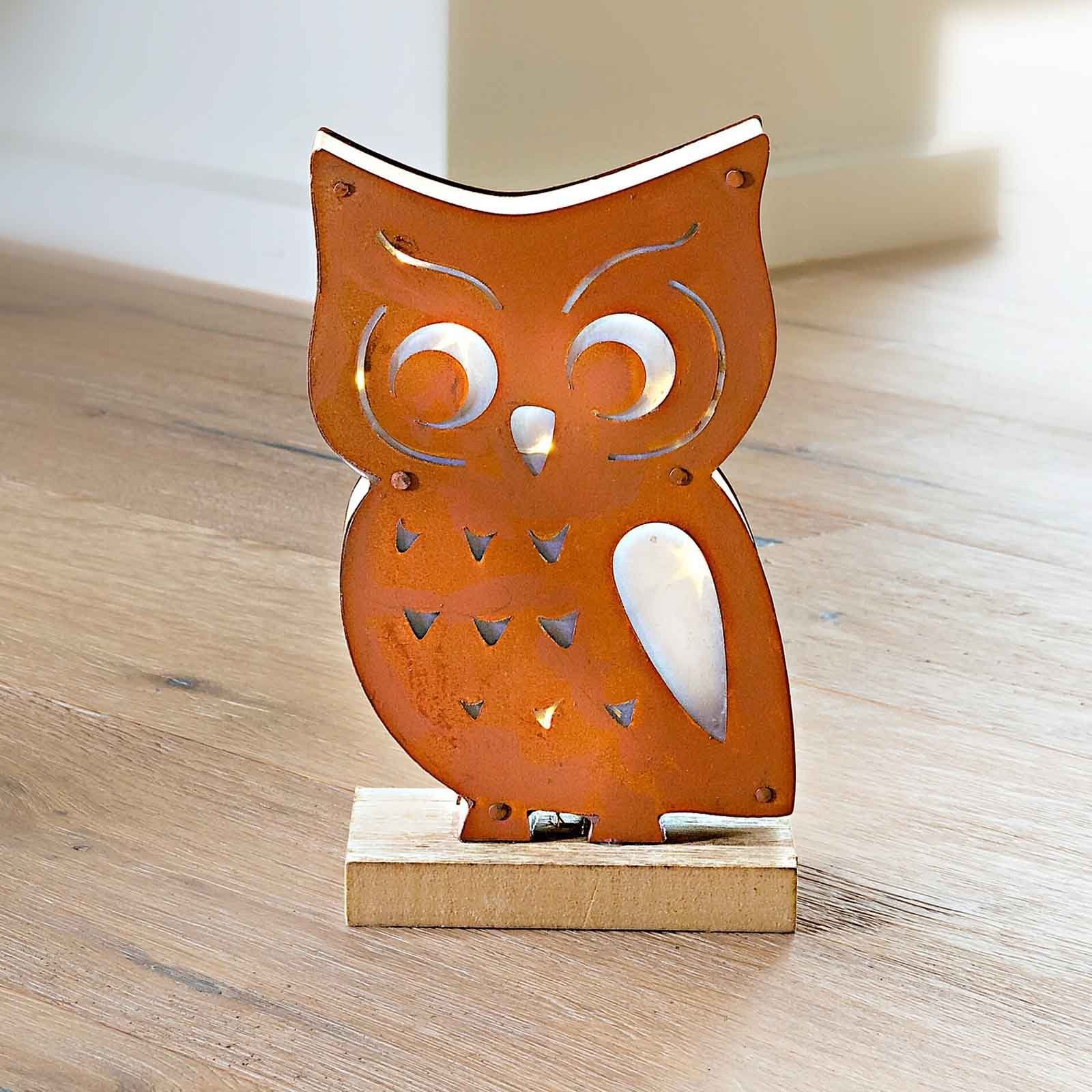HAC24 LED Dekofigur LED Motivleuchte Eule 18 cm Holz Beleuchtung Metall Dek günstig online kaufen