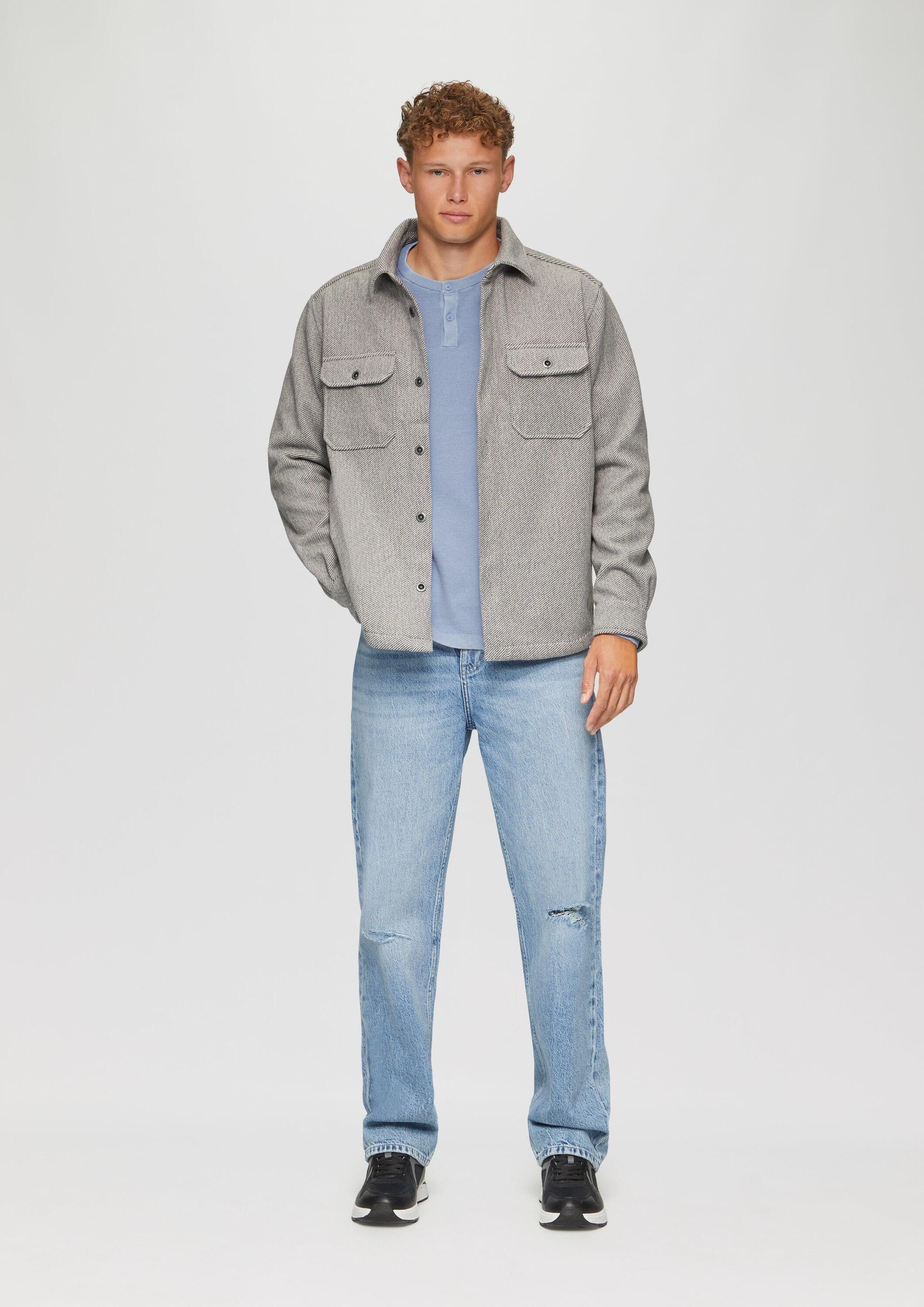 QS Longpullover Strickpullover Strickpullover mit Knopfleiste