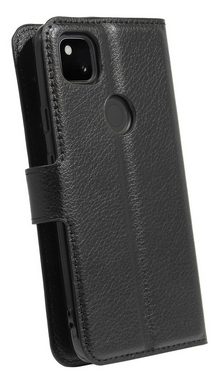 cofi1453 Handyhülle Tasche Hülle Fancy für Google Pixel 4A, Kunstleder Schutzhülle Handy Wallet Case Cover mit Kartenfächern, Standfunktion Schwarz