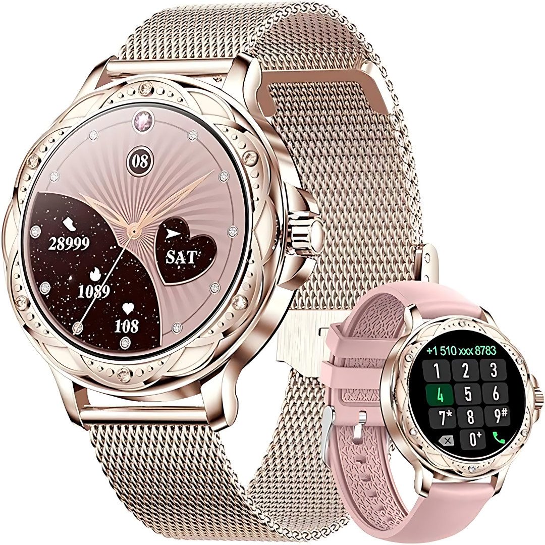 Smartwatch, Fitness Tracker uhr für Damen Herren mit Telefonfunktion Smartwatch