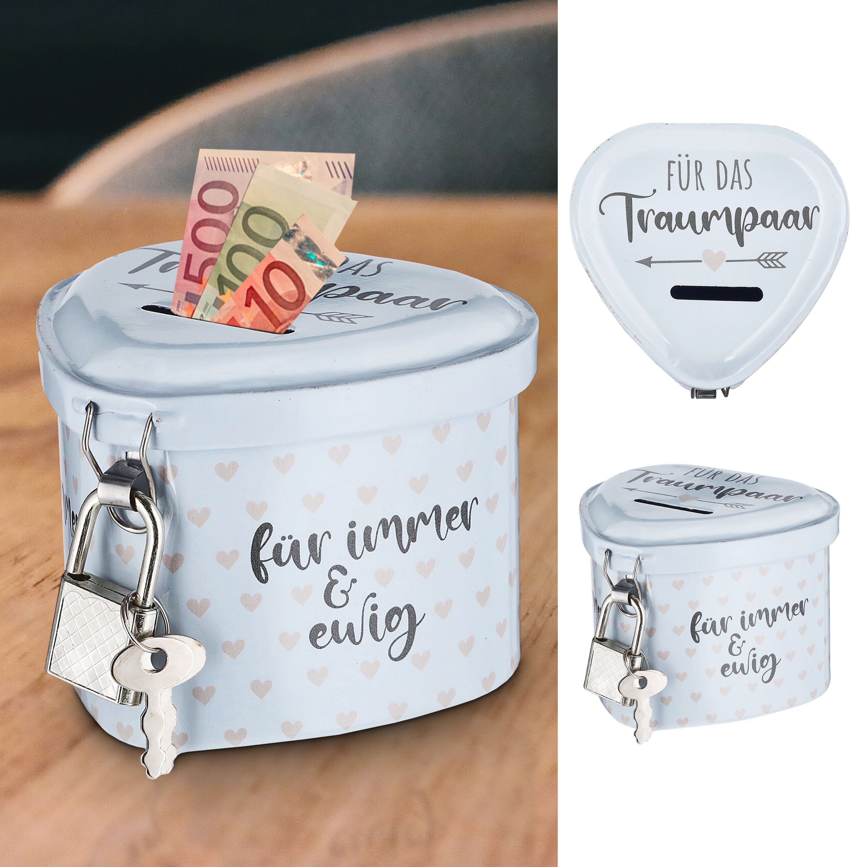 CEPEWA Spardose Spardose Herz Traumpaar Hochzeit 8x6x7,5cm weiß günstig online kaufen