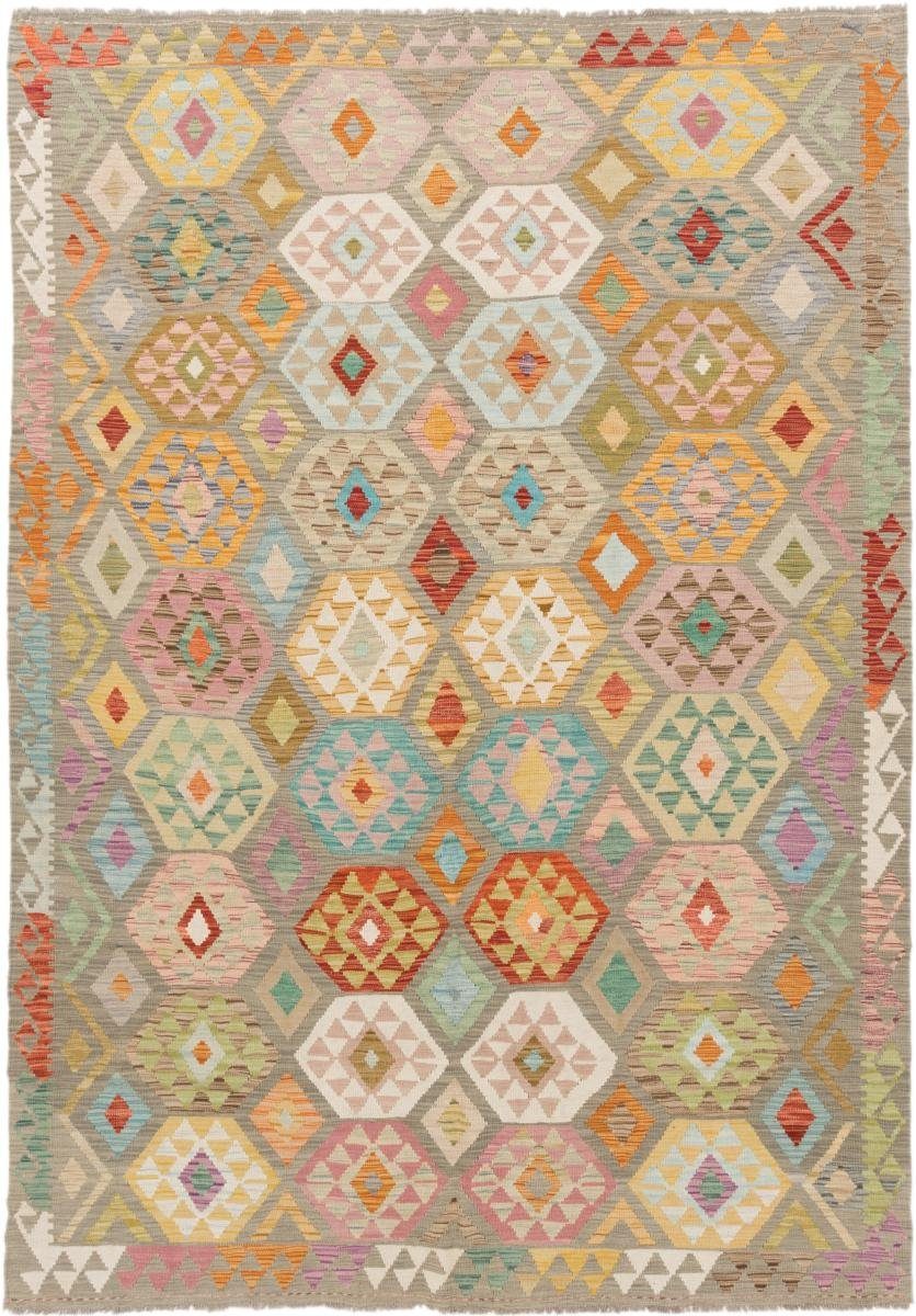 Orientteppich Kelim Afghan 207x292 Handgewebter Orientteppich, Nain Trading, rechteckig, Höhe: 3 mm