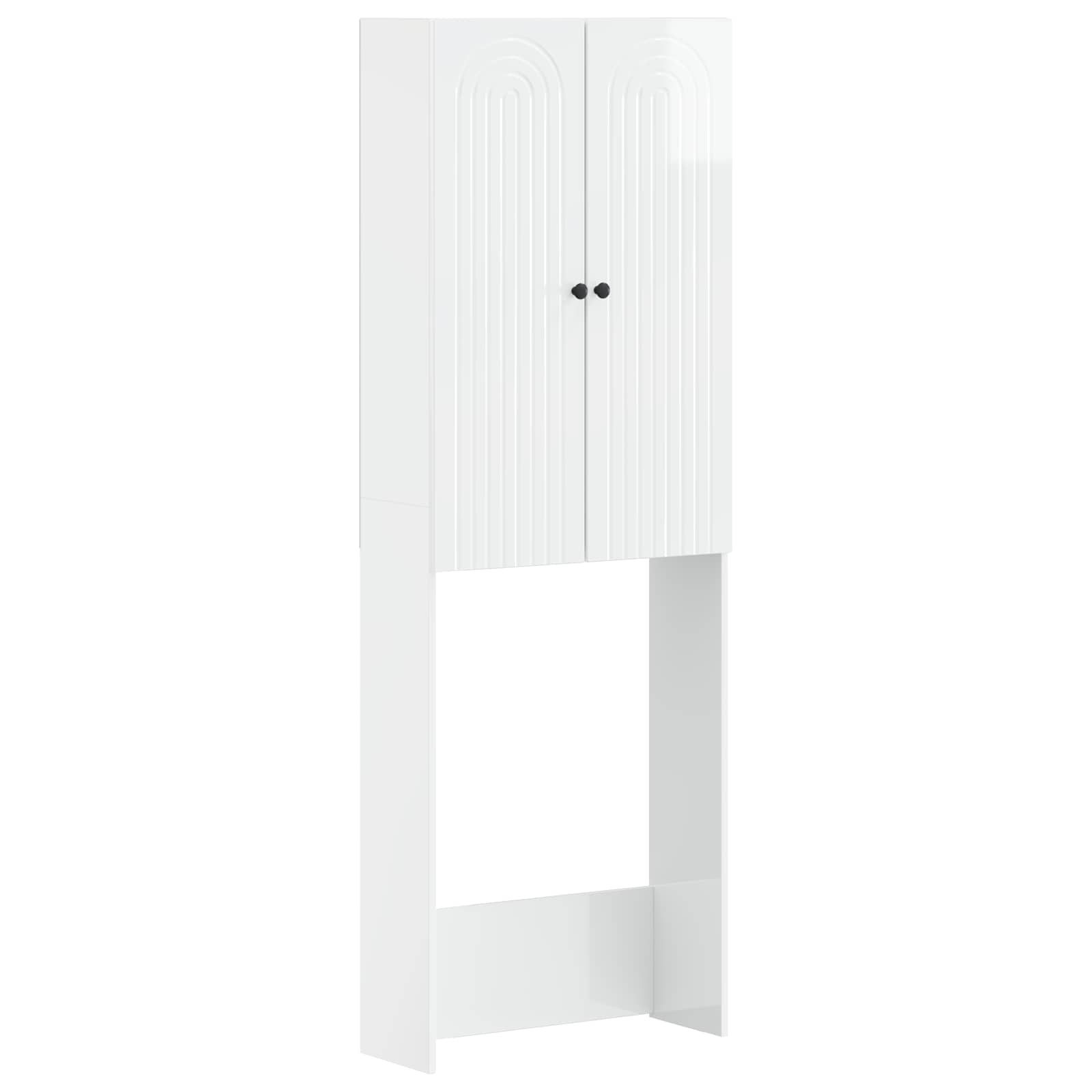 vidaXL Badezimmerspiegelschrank Toilettenschrank ALKMAAR Hochglanz Weiß 66 x 25,5 x 190 cm