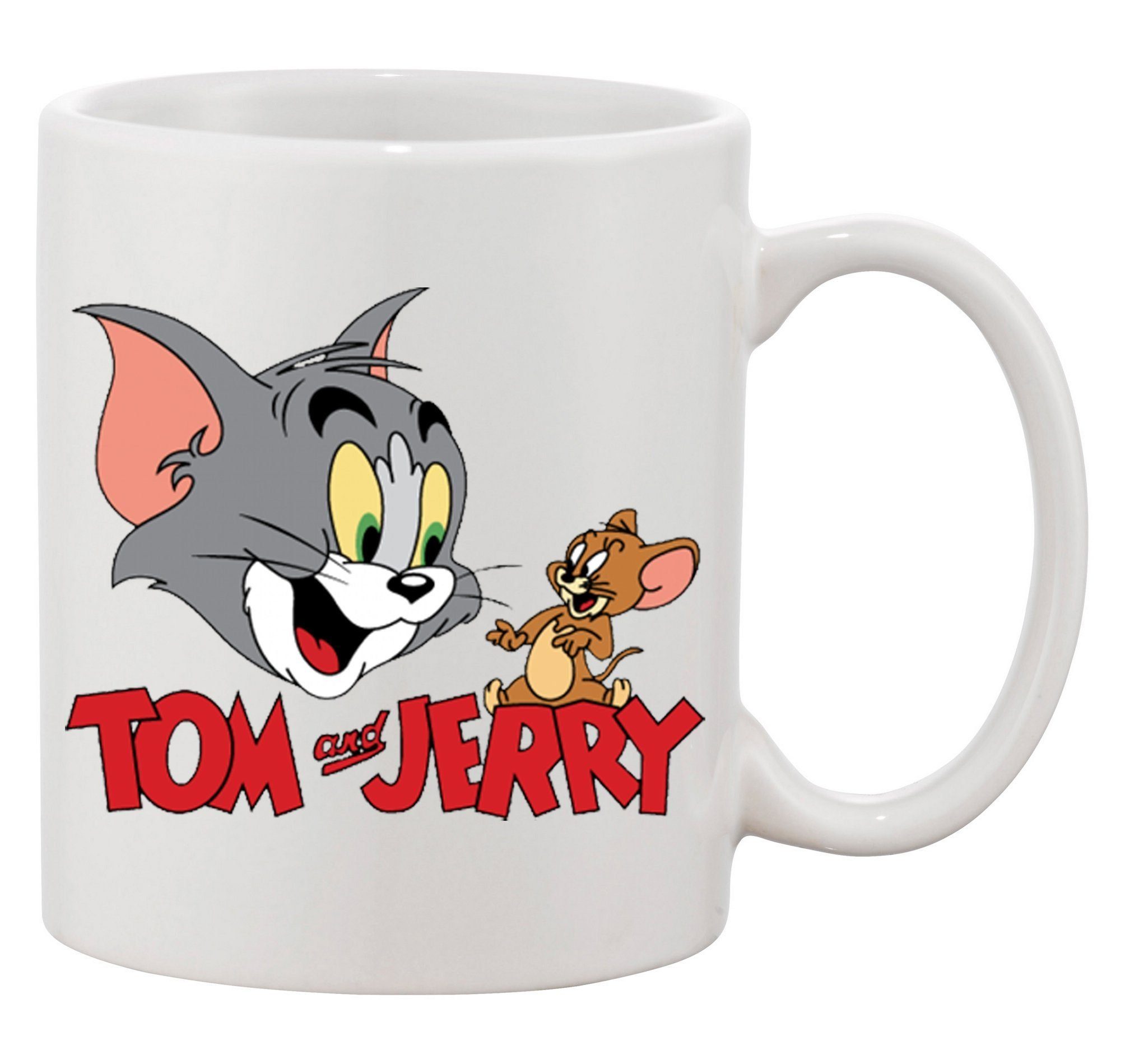 Blondie & Brownie Tasse Tom und Jerry Maus Katze Käse Cartoon Film, Keramik Weiss XXL (600ml)