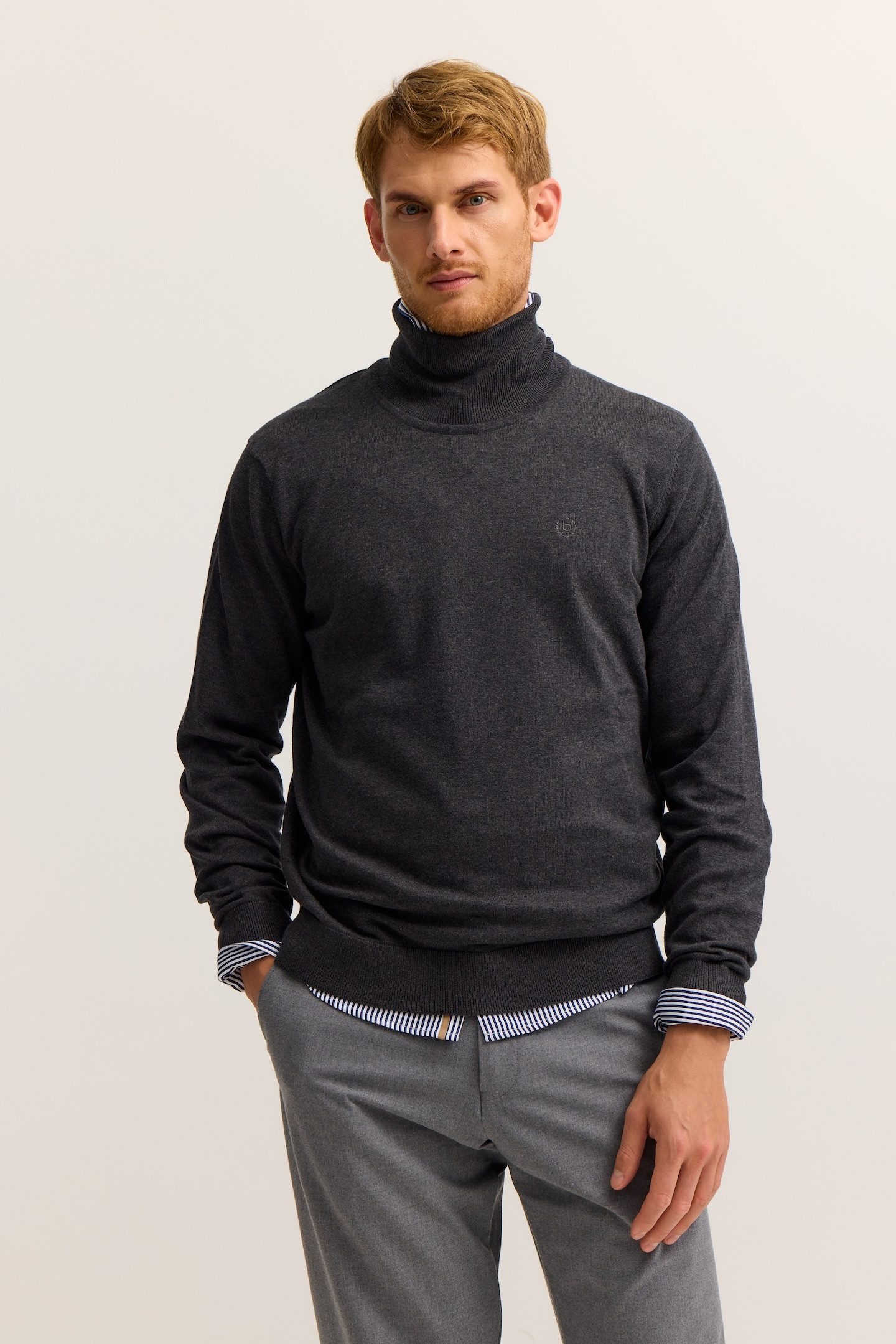 bugatti Rollkragenpullover Regular Fit aus reiner Baumwolle