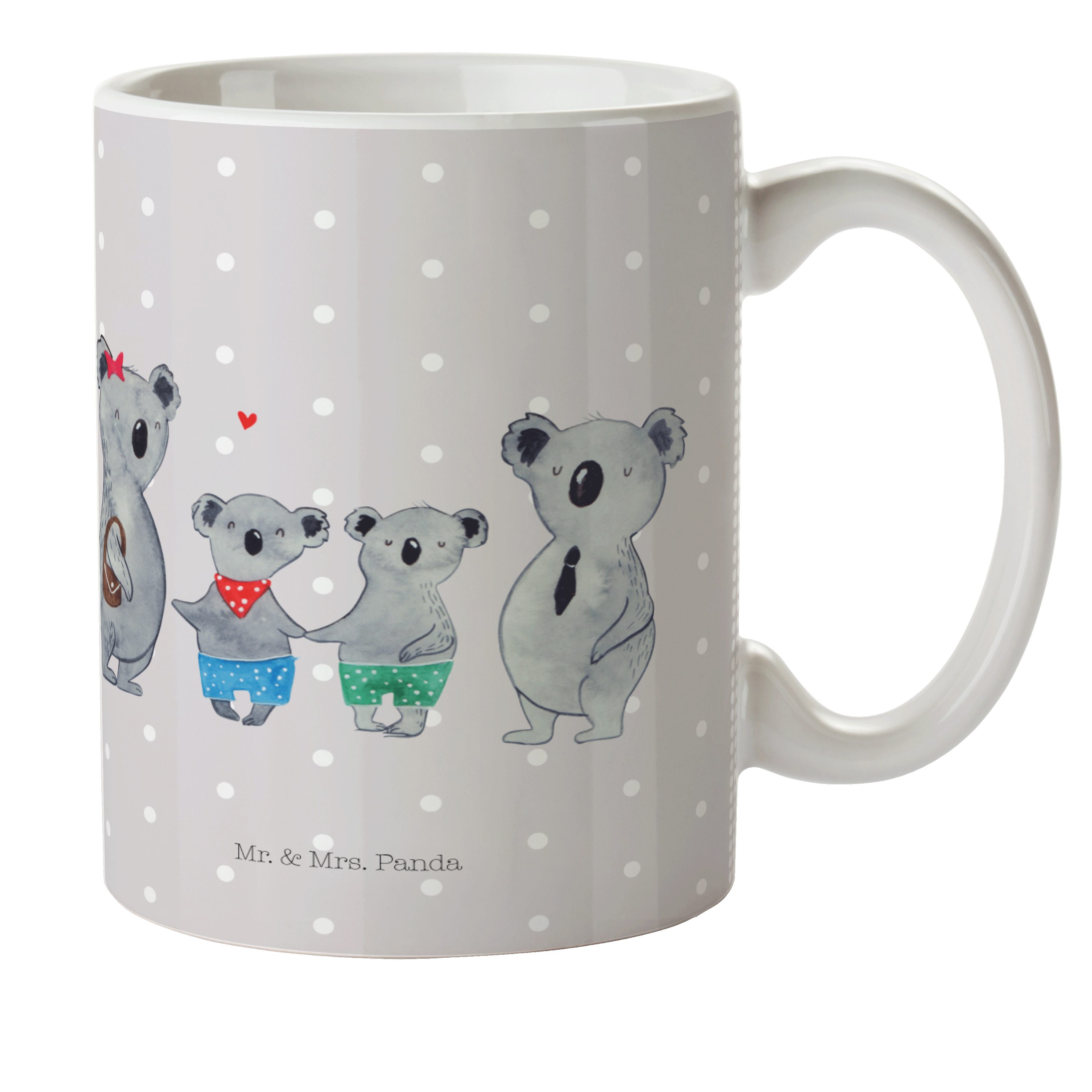 zwei Mrs. Kindergartenbecher, Geschenk, Mr. Fam, Panda - Kinderbecher Koala Grau - Pastell Familie & Kunststoff