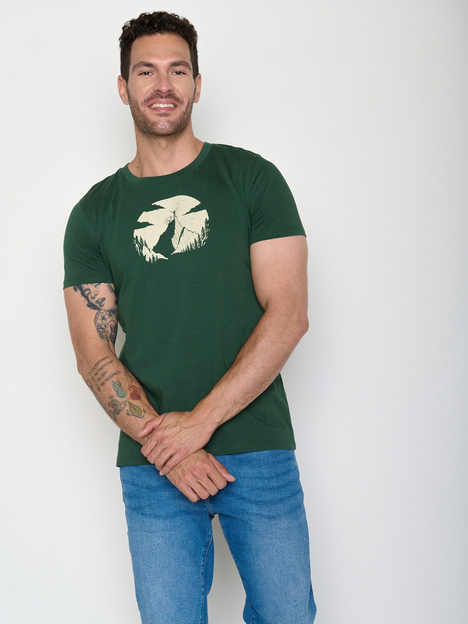GreenBomb T-Shirt Guide Nature Clouds Ride Motiv Natur (1-tlg., 1) klassischer Schnitt, tailliert, Rundhalsausschnitt, Bio-Baumwolle
