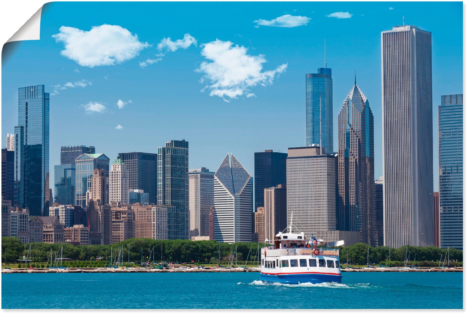 Artland Wandbild Chicago Skyline, Amerika (1 St), als Alubild, Leinwandbild, Wandaufkleber oder Poster in versch. Größen