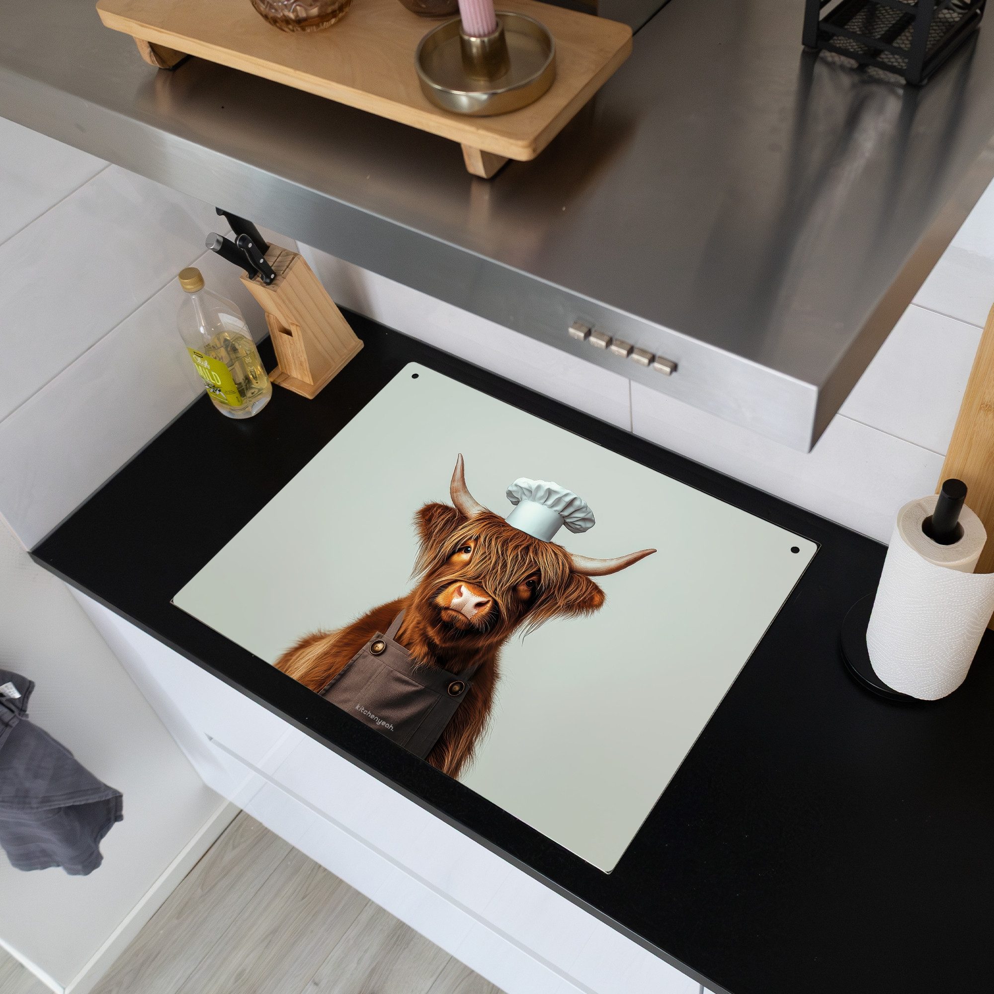 KitchenYeah Küchenrückwand Schottischer Highlander - Braun - Kochbekleidung günstig online kaufen