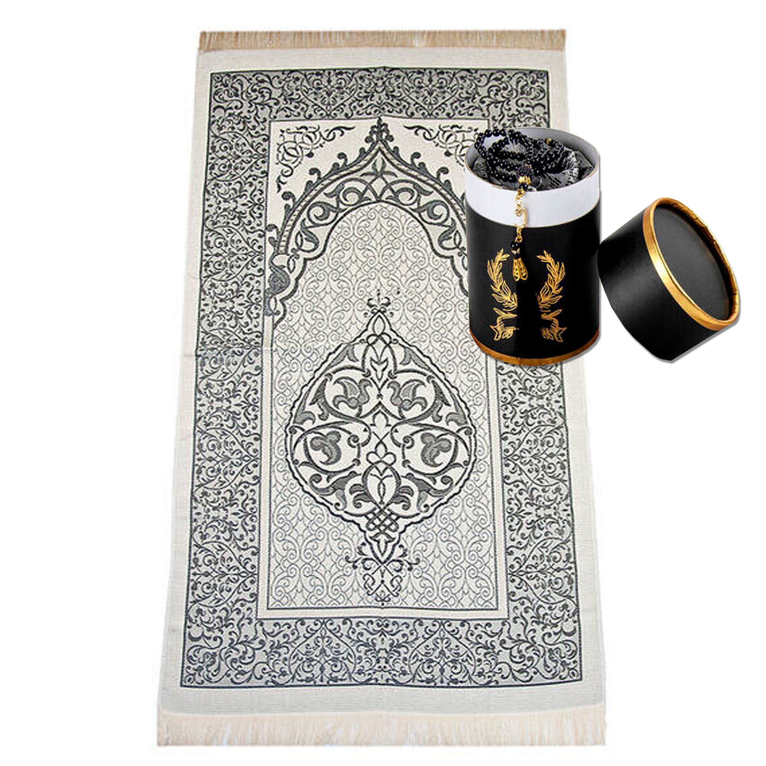 TeppichHome24 Teppich Gebetsteppich Grau 65 x 110 cm mit Geschenkbox und 99 günstig online kaufen