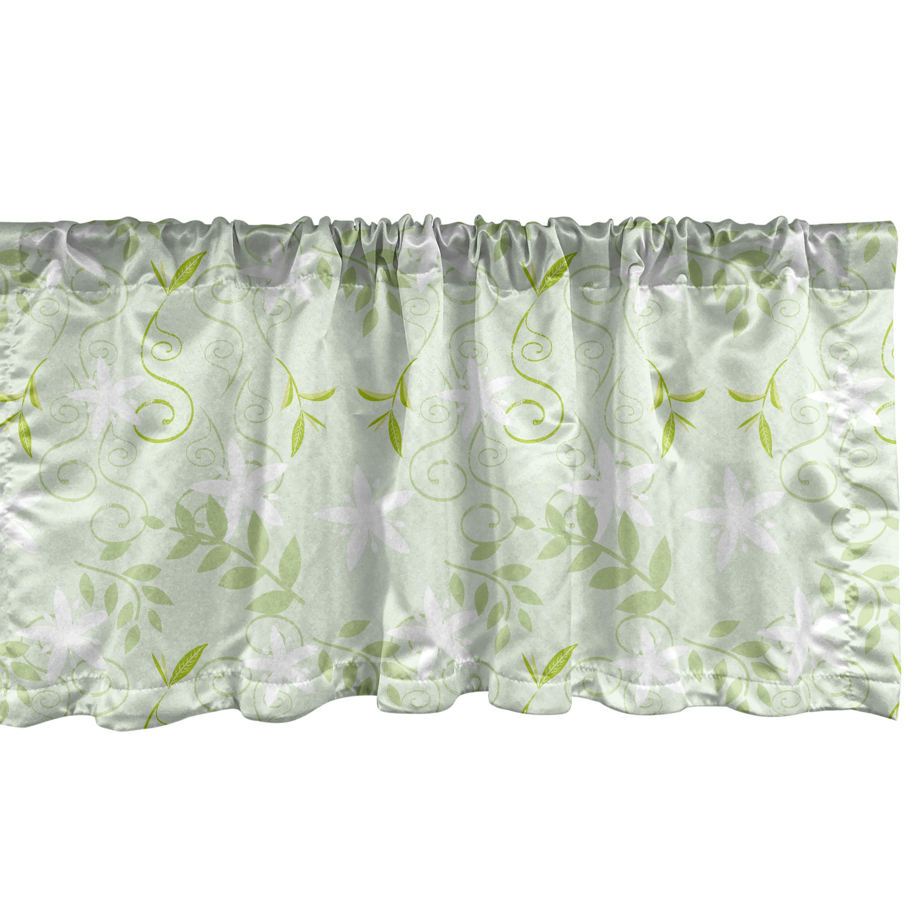 Scheibengardine Vorhang Volant für Küche Schlafzimmer Dekor mit Stangentasche, Abakuhaus, Microfaser, Minze Wirbels-Blumengattungen