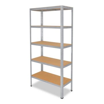 shelfplaza Schwerlastregal HOME, 180x60x40cm verzinkt, Metallregal mit 5 Böden, als Kellerregal, Garagenregal, Werkstattregal oder Lagerregal, Steckregal Metall mit 175kg Tragkraft