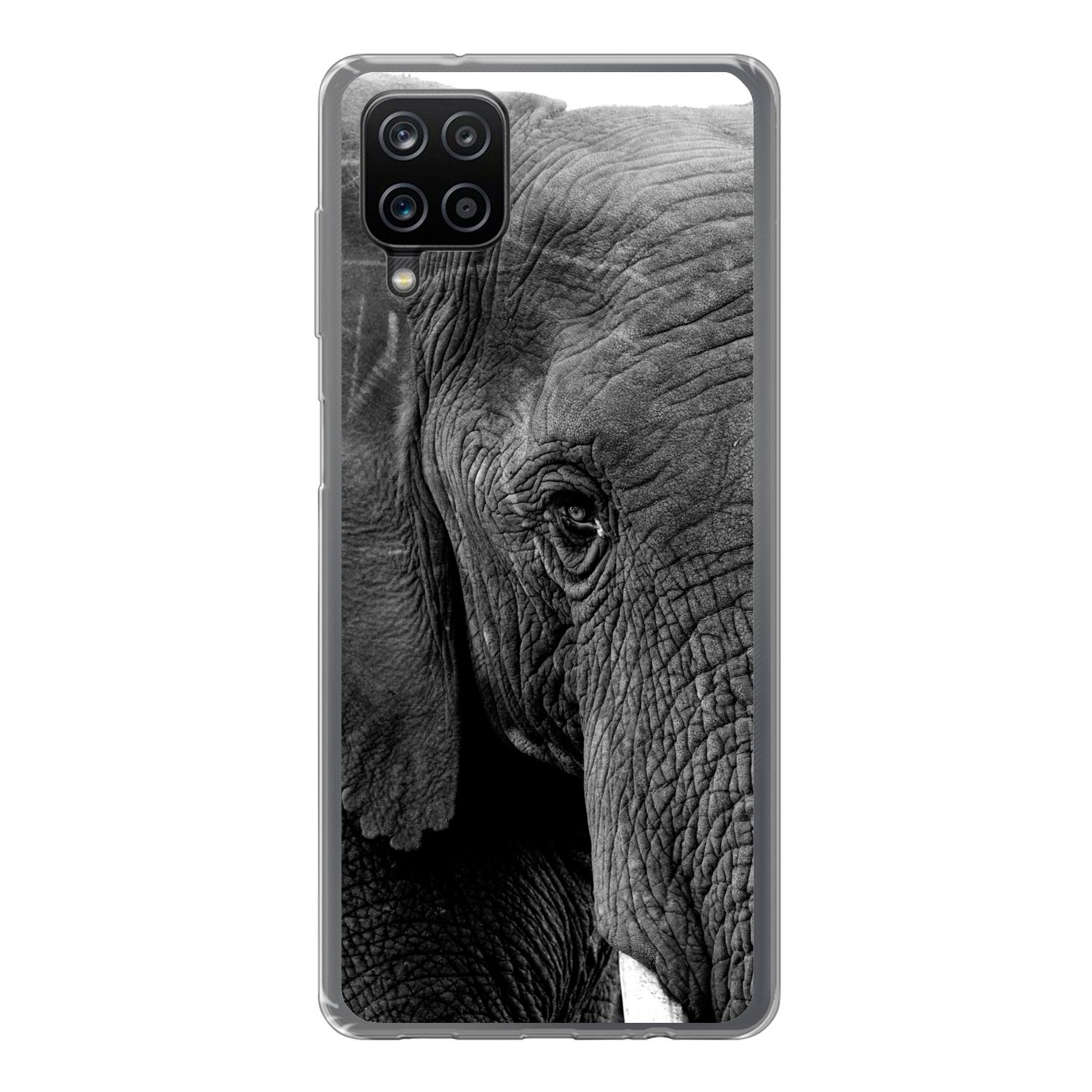 Handyhülle für Samsung Galaxy A12 Elefant - Tiere - Schwarz - Weiß - Natur