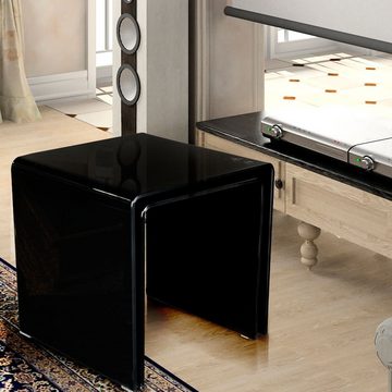 etc-shop Beistelltisch, Beistelltisch Tisch Set Modern Wohnzimmertisch Glas schwarz