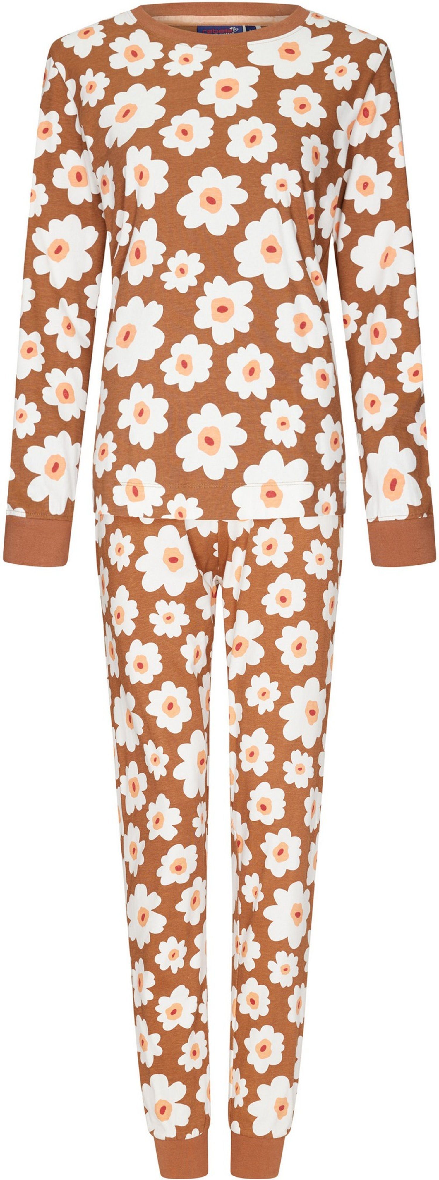 Rebelle Schlafanzug Damen Pyjama mit Blumen günstig online kaufen