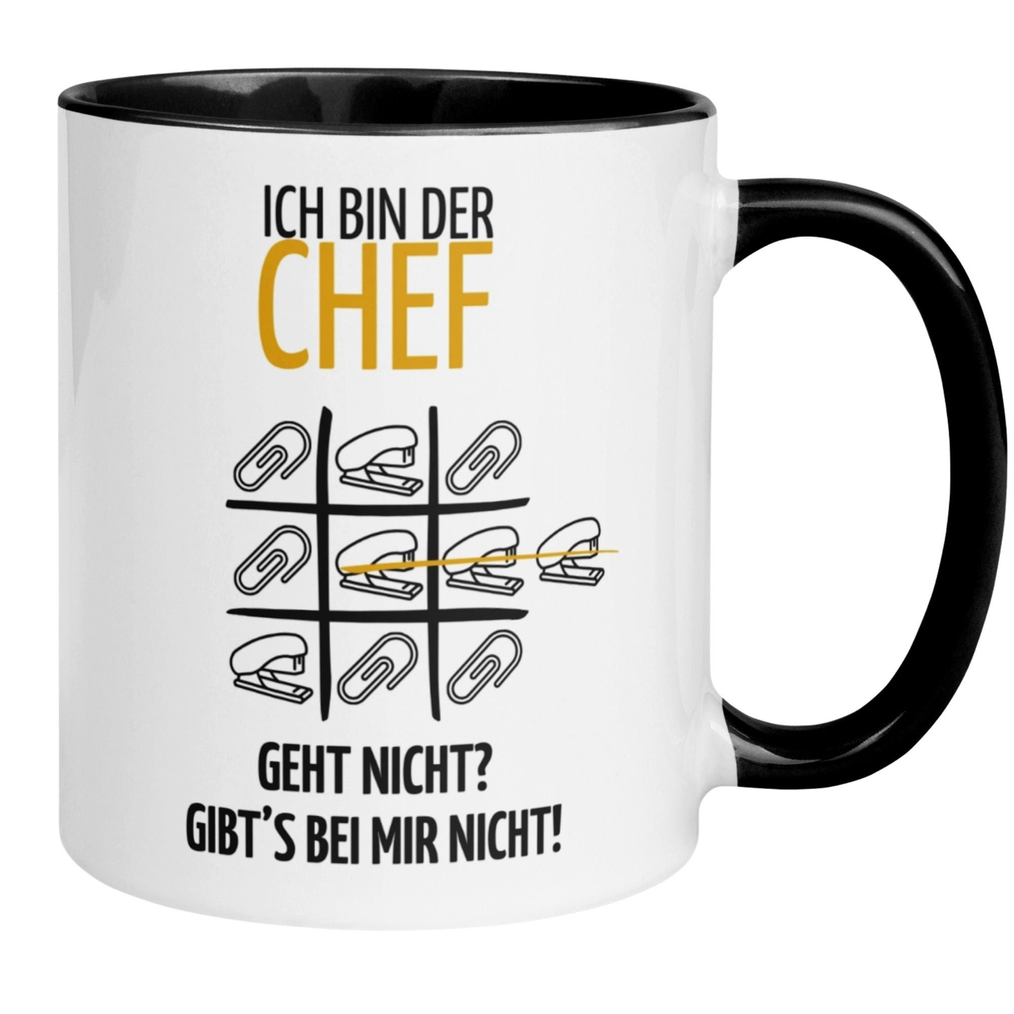 Momentals Tasse Chef – Geht nicht - Gibt's bei mir nicht – Geschenk Becher Bester Chef, Gratis Versand · Links-&Rechtshänder · Spülmaschinenfest
