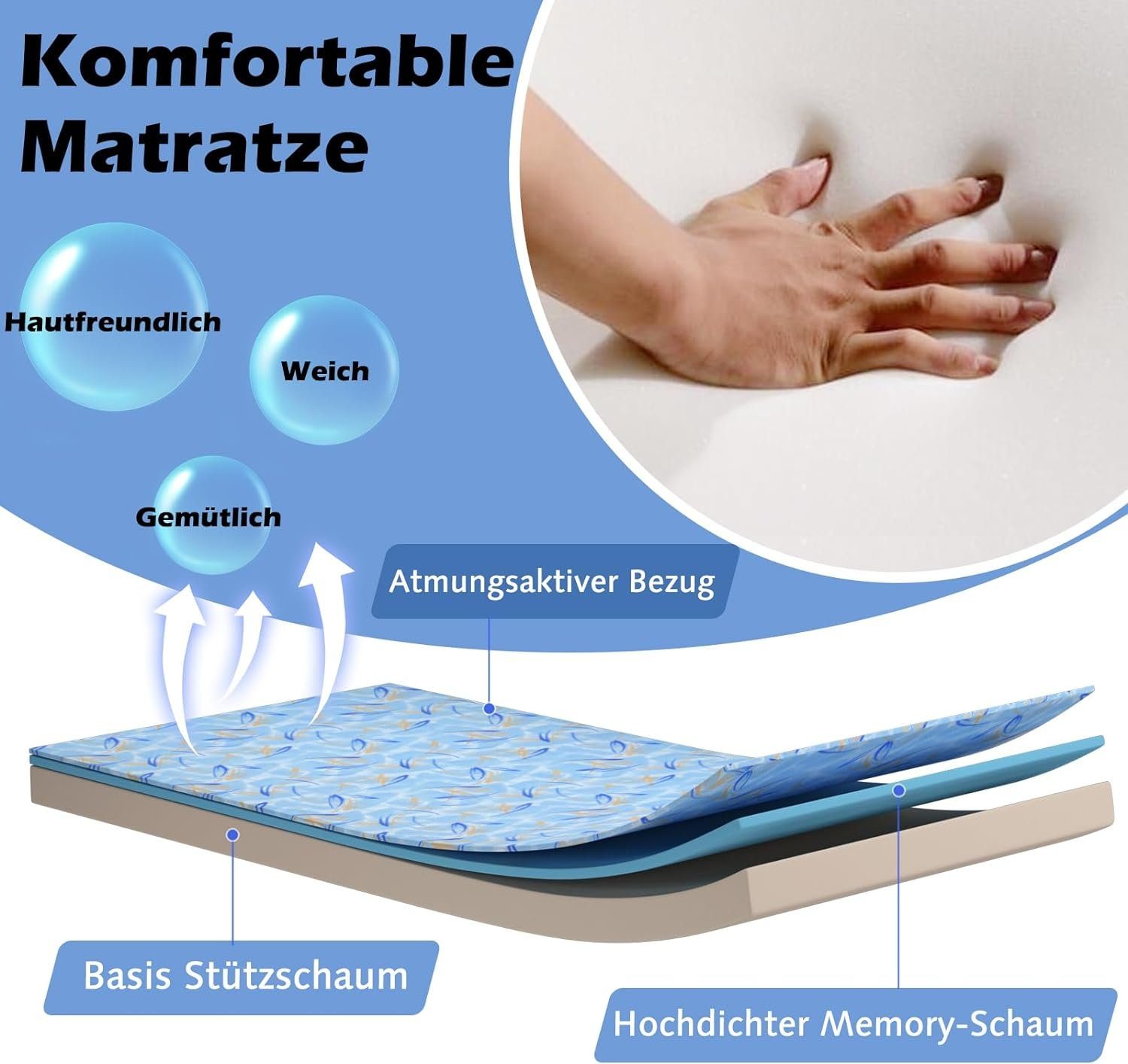 KOMFOTTEU Gästebett Einzelbett klappbar, 4 Universalrollen, günstig online kaufen