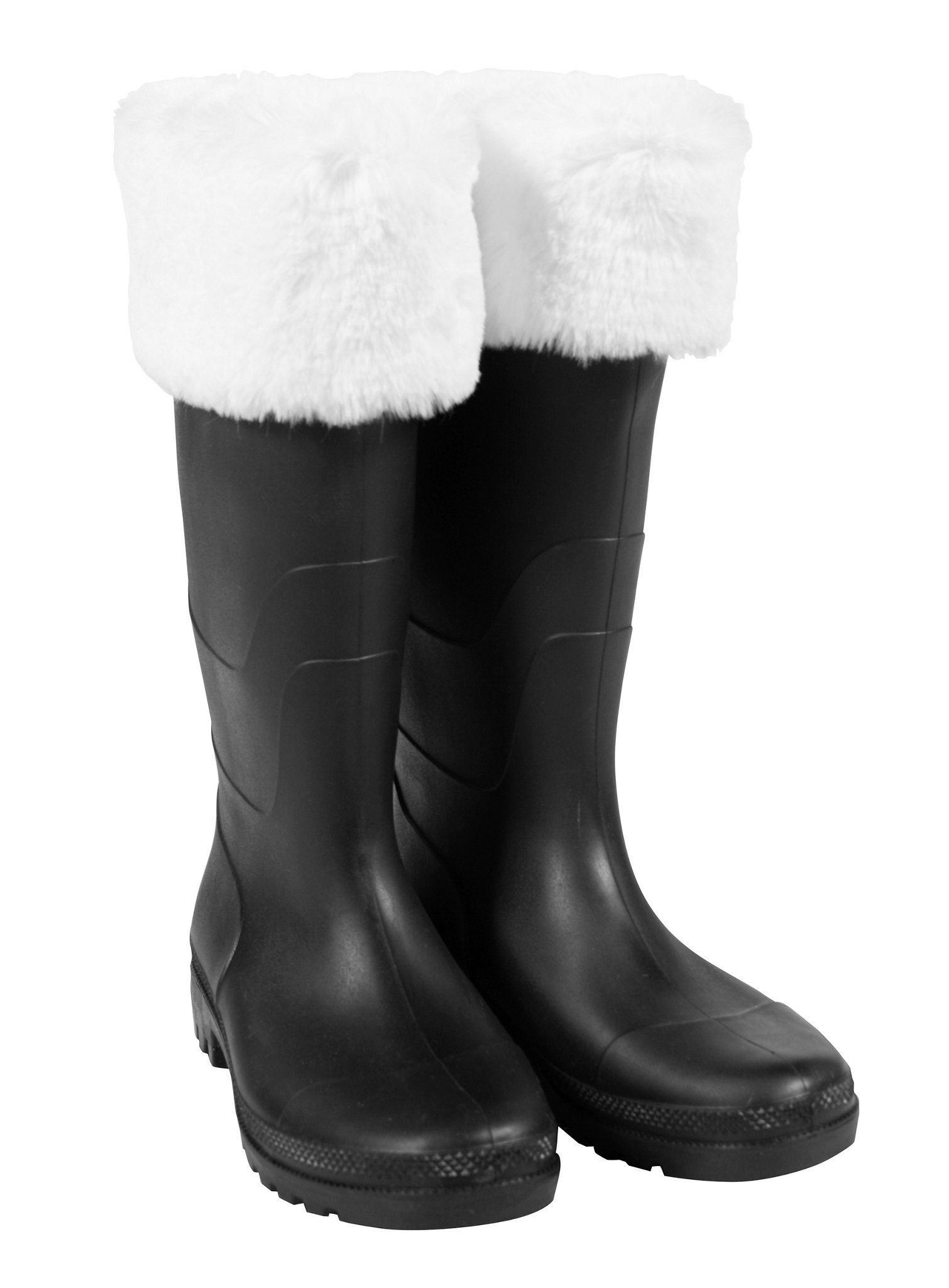 thetru Kostüm Nikolausstiefel, Robuste Gummistiefel mit Stoffborte für Weihnachtsmann und Nikolaus