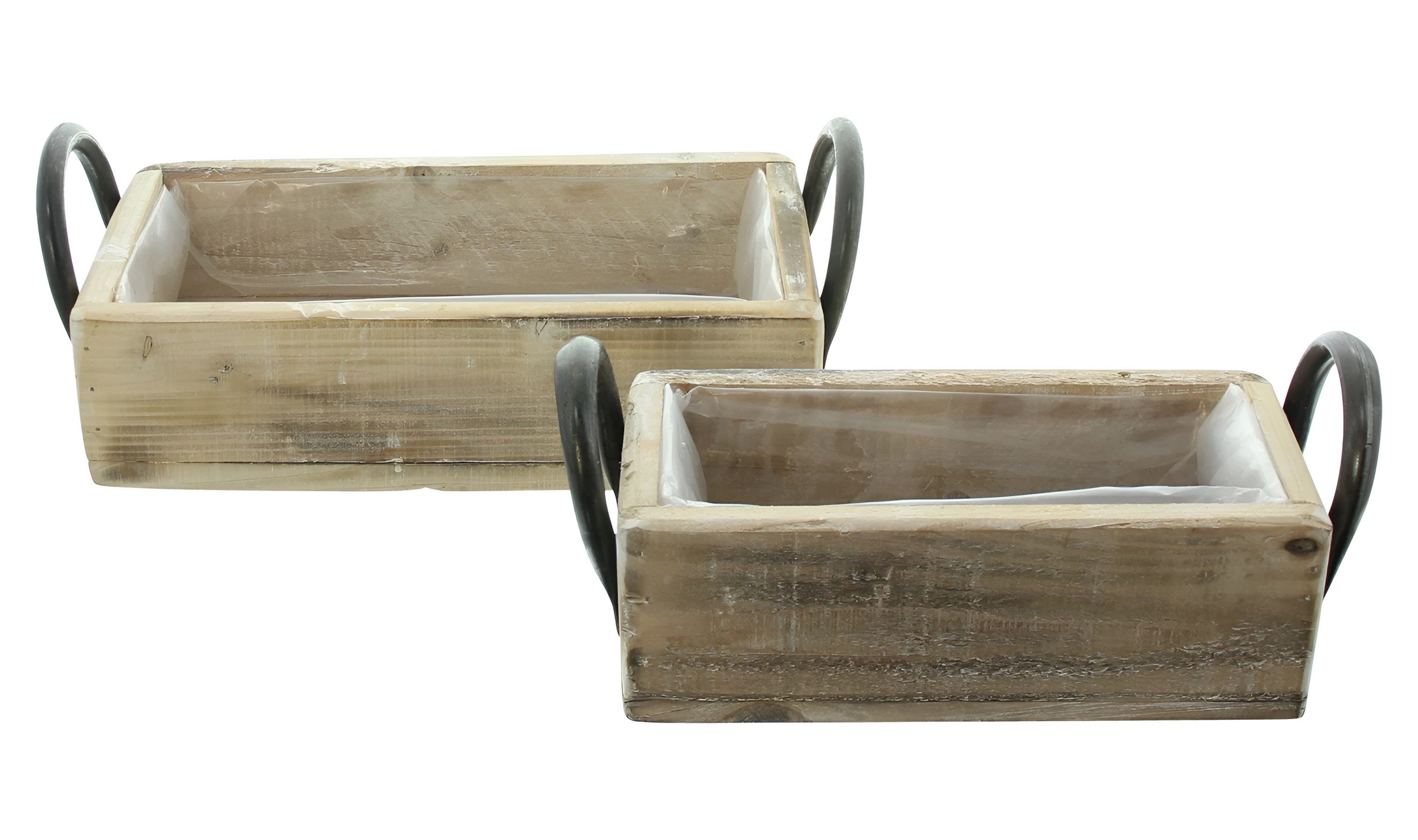 Dekoleidenschaft Blumenkasten Holzkiste "Rustikal" geflammt & gekalkt, Aufbewahrungsbox Pflanzkasten (2 St., im Set), Aufbewahrungskiste, Pflanzgefäß