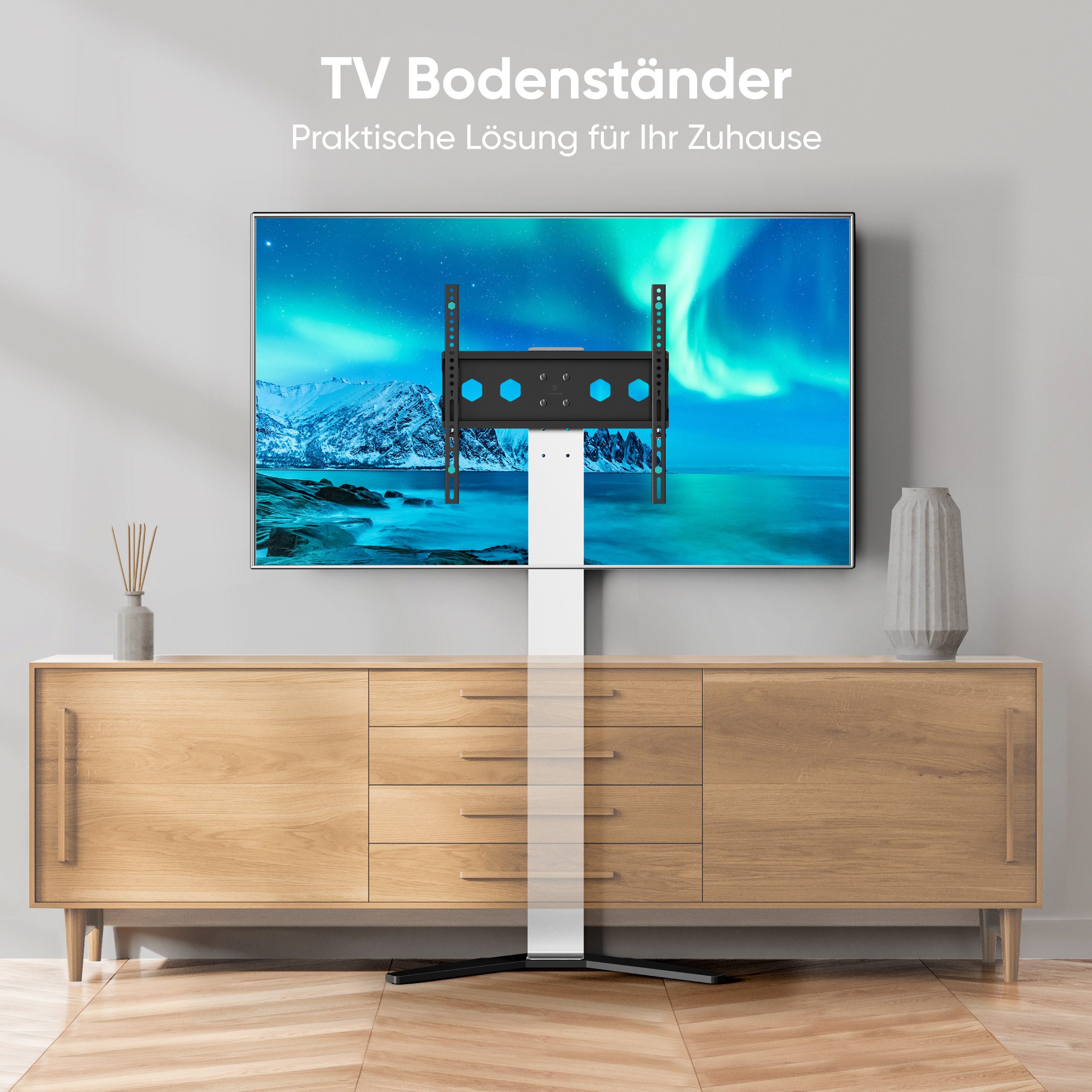 ONKRON TV-Ständer ONKRON 26-65 Zoll, bis 35 kg, TS1140-W, (bis 65,00 Zoll, höhenverstellbar max VESA 400x400 Weiß)
