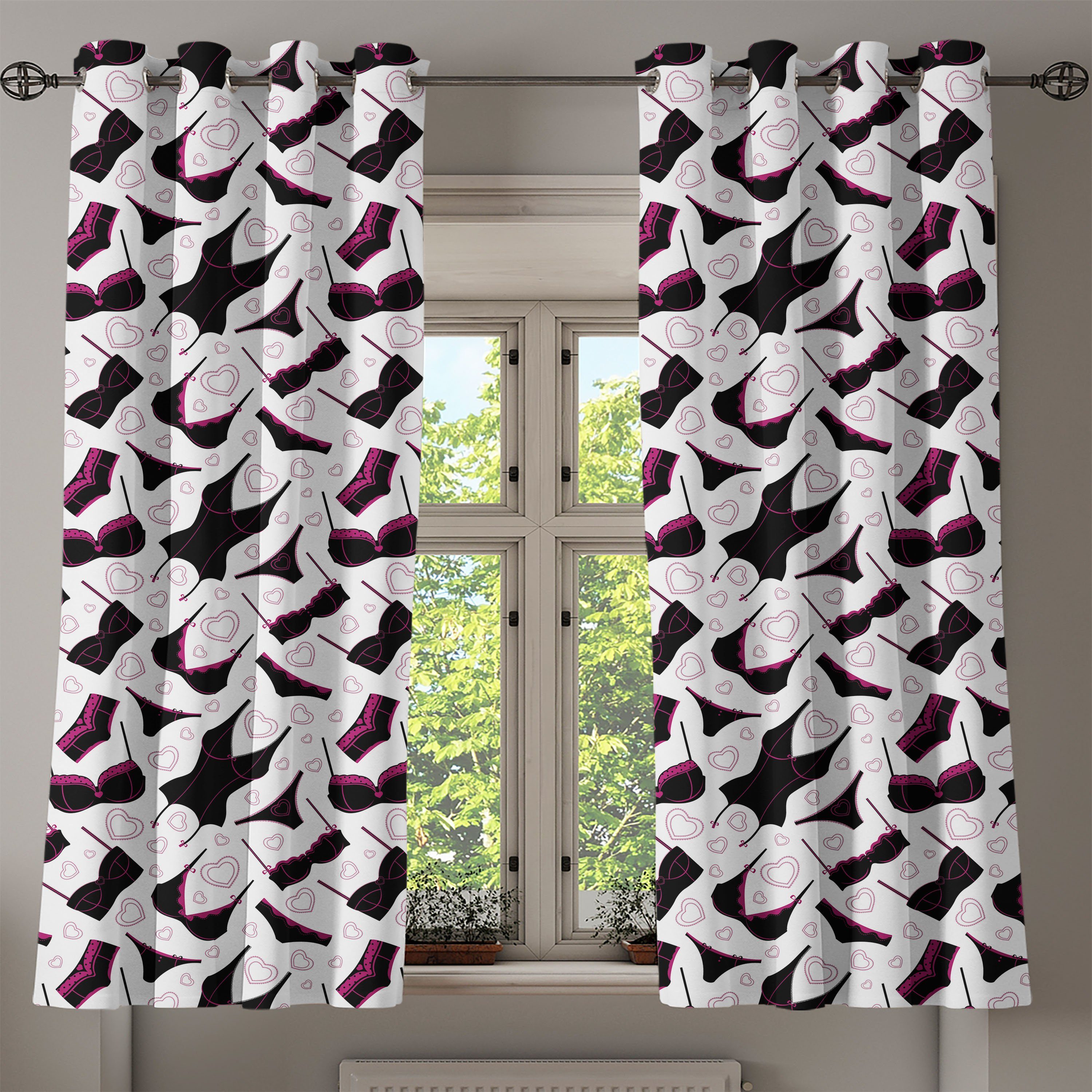 2-Panel-Fenstervorhänge Dekorative Abakuhaus, Gardine Women`s Retro für Schlafzimmer Fashion Lingerie Wohnzimmer,