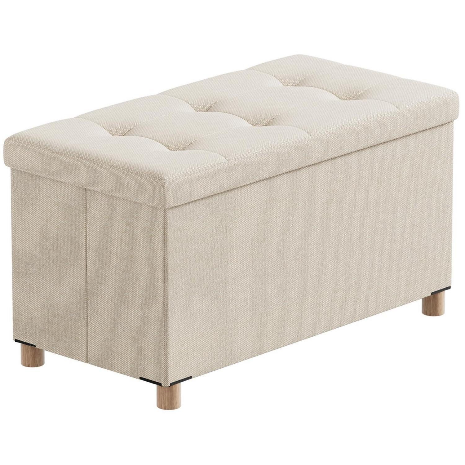 LuxusKollektion Sitztruhe Sitzbank mit Stauraum faltbar beige 76x38x38cm (1-St)