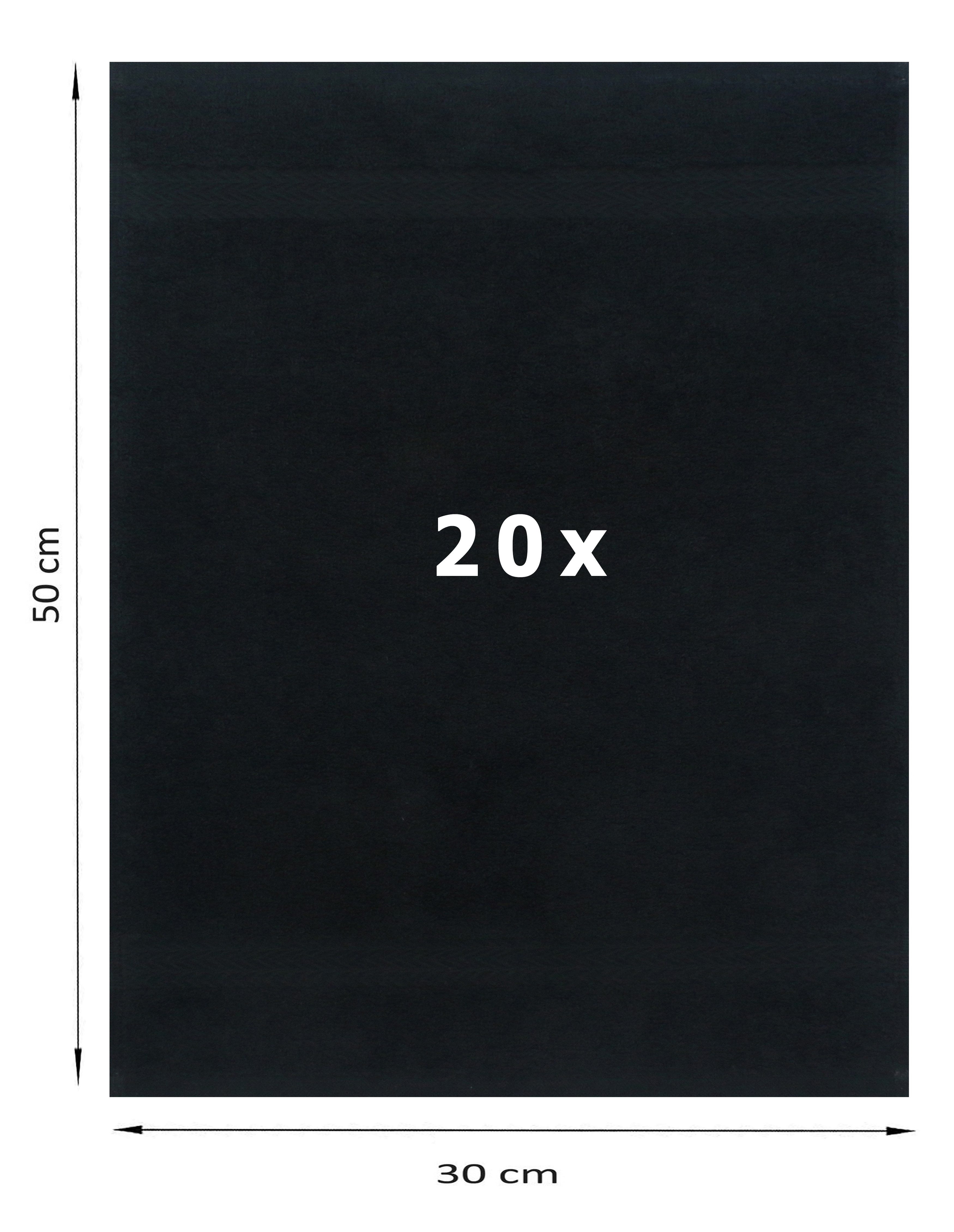 Betz Gästehandtücher 20 Stück Gästetuch-Set Premium 30x50 cm Farbe schwarz, 100% Baumwolle (Set)