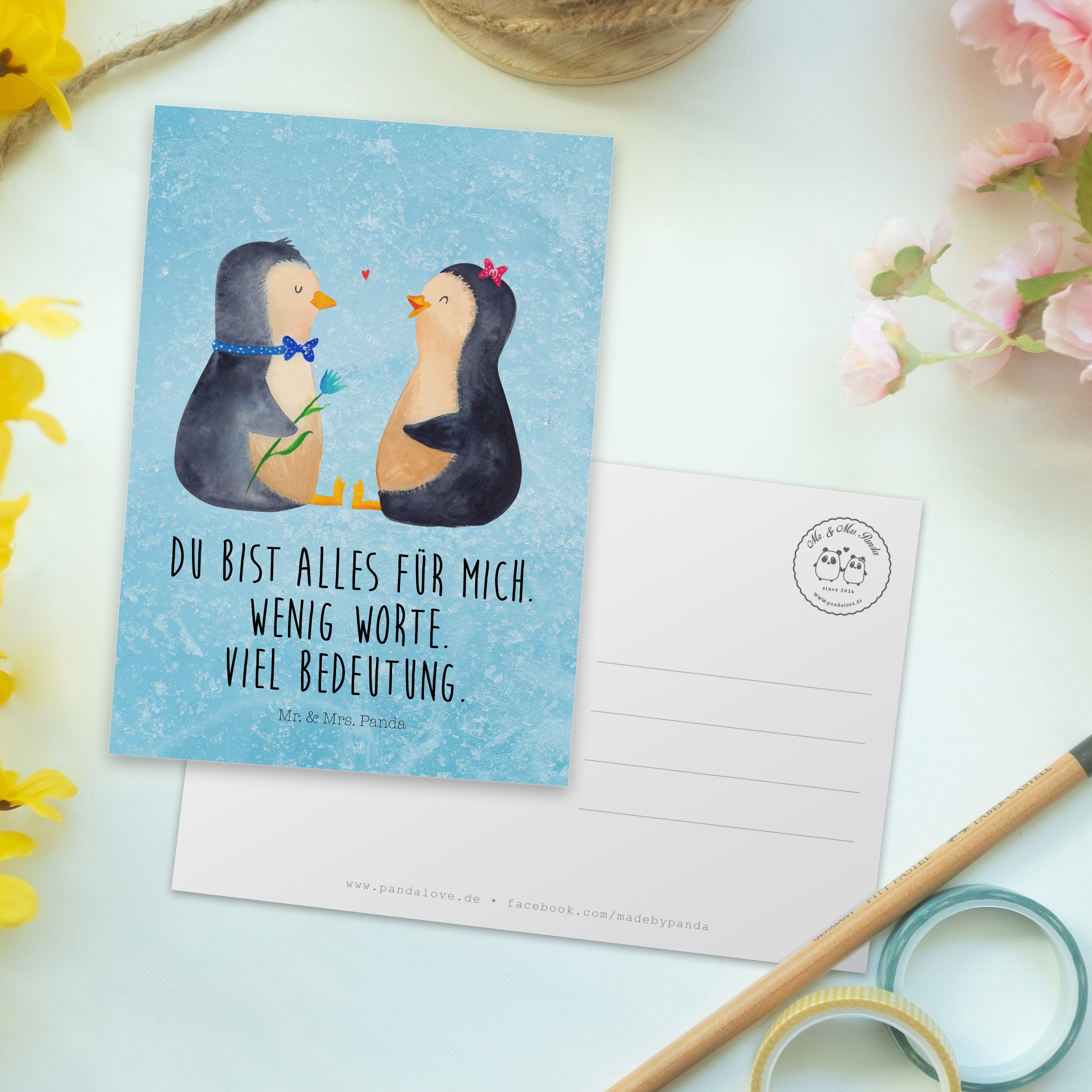 Jahrestag, Postkarte Geburts Mr. & große Liebe, Eisblau - - Geschenk, Mrs. Pinguin Panda Pärchen