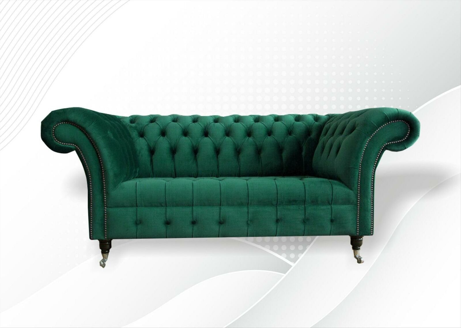 JVmoebel Chesterfield-Sofa, Chesterfield Grüne 2 Sitzer Couch Polster Sofas Couchen Design Sofa | Chesterfield-Sofas