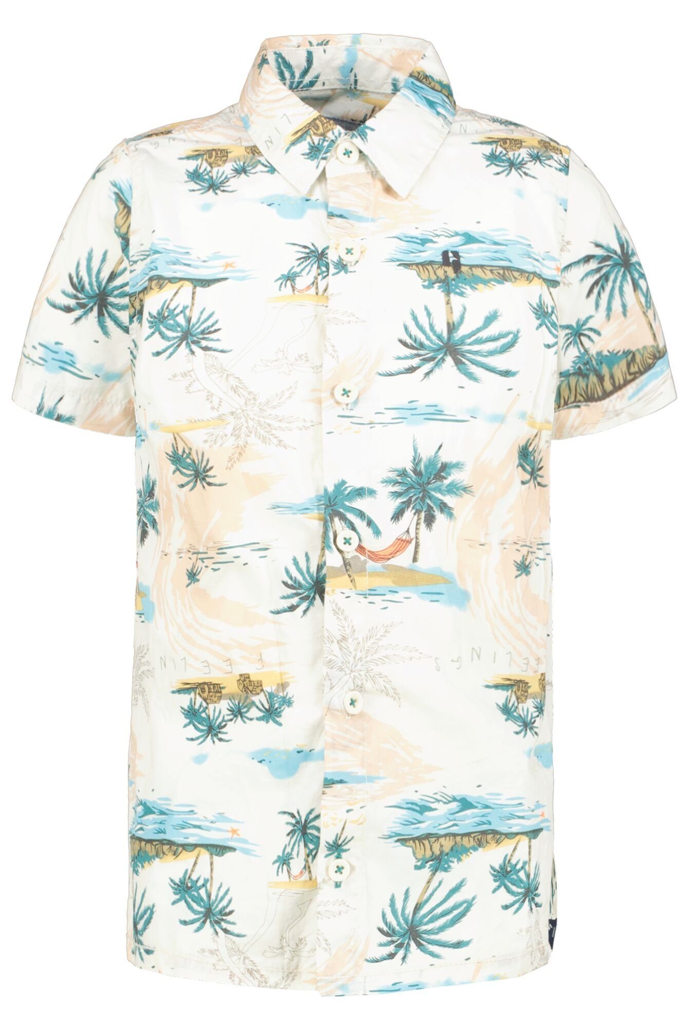 Garcia Kurzarmhemd mit Palmenprint, Klassischer Kentkragen und durchgehende  Knopfleiste | Freizeithemden