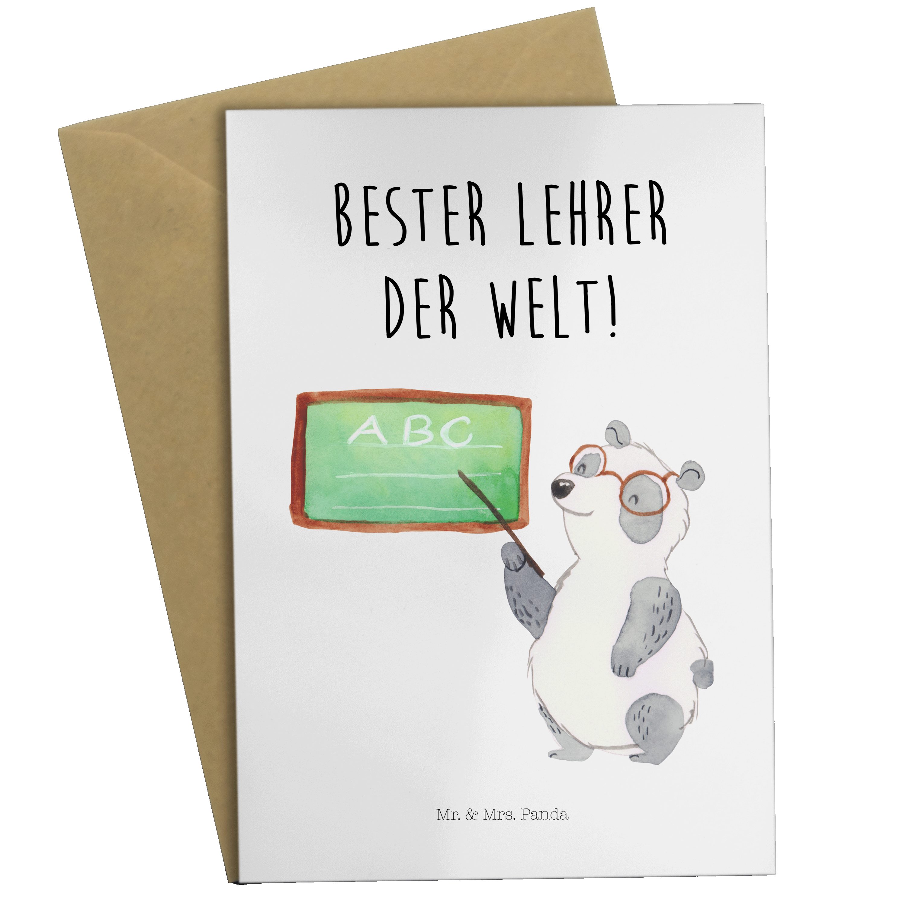 Mr. & - Klappkarte, Weiß Panda - Grußkarte Hochzeitskarte, Tiermotiv Mrs. Panda Lehrer Geschenk