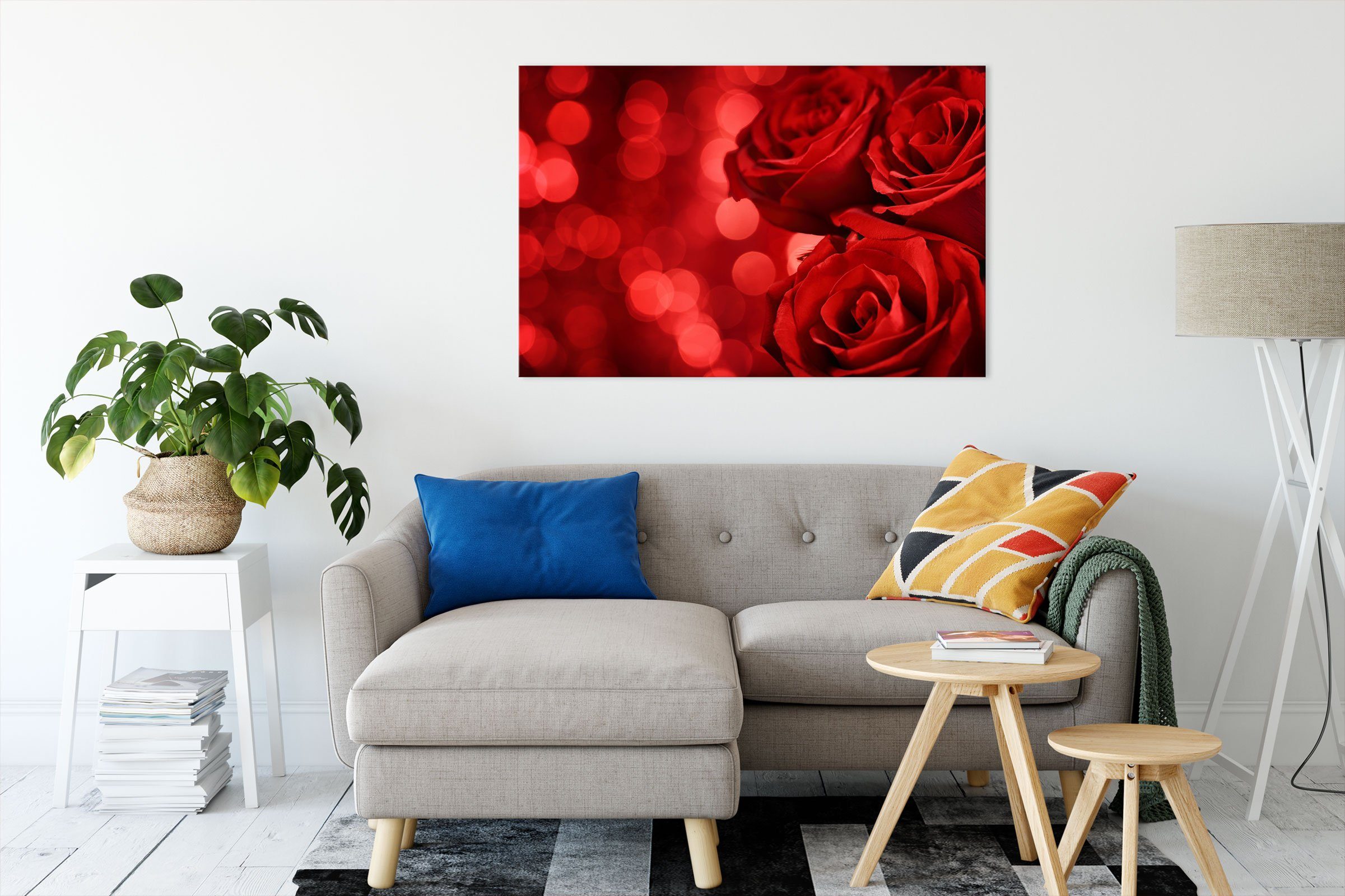 Pixxprint Leinwandbild Drei rote Rosen, Drei günstig online kaufen