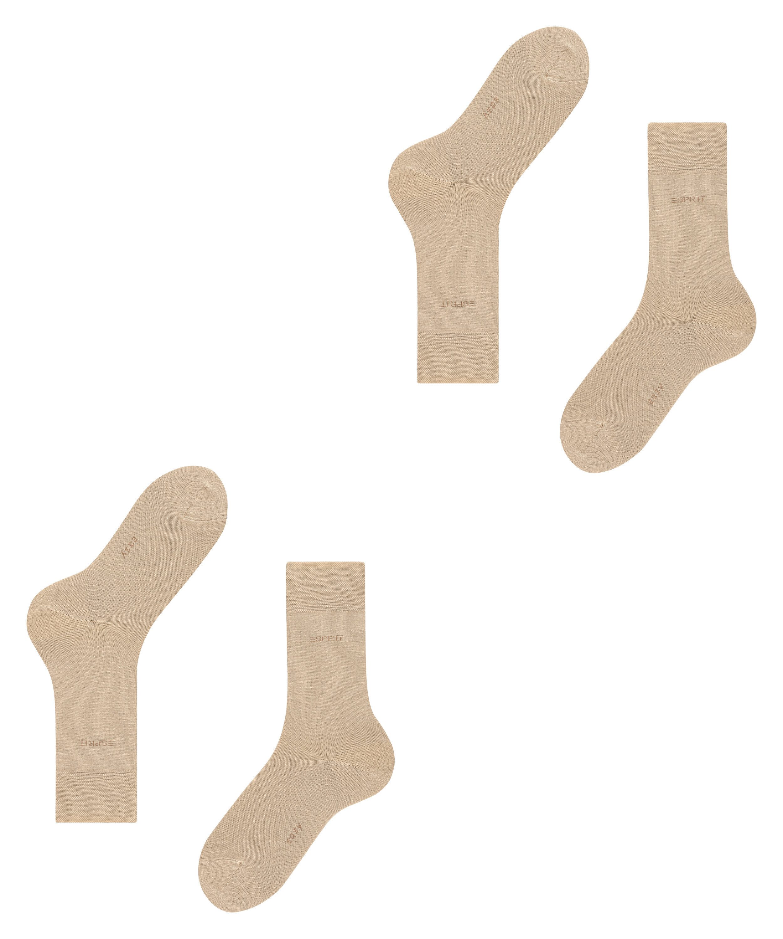 Esprit Socken Basic Easy (2-Paar, 2 Paar) breiter Komfortbund, Doppelpack atmungsaktiv