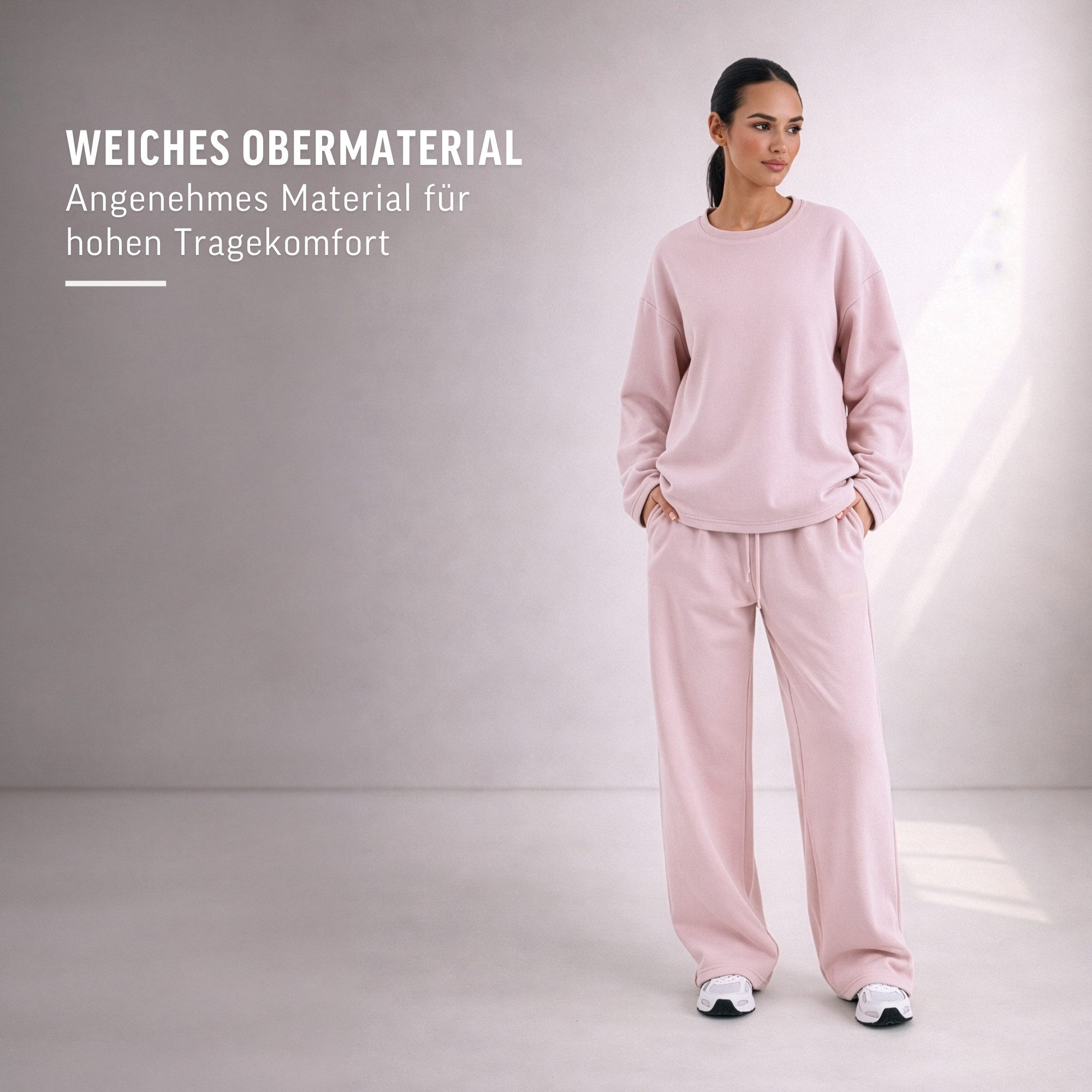 Smilodox Jogginghose Yelin, Trainingshose Damen Oversized Fit Wide-Leg mit Tunnelzug Elastischer Bund, Kordelzug, Weites Bein, Dezentes Logo, Freizeit