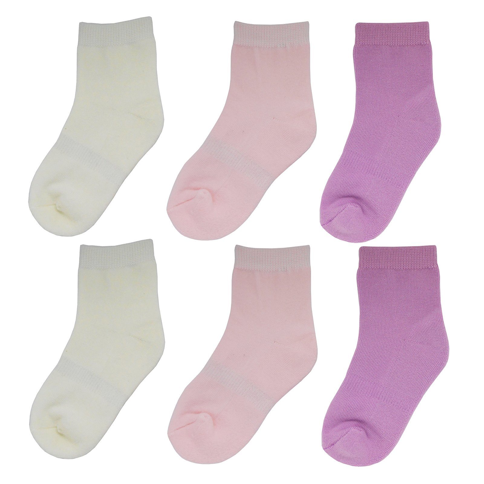 Yalion Langsocken Weiche Kinder Socken Babysocken (6-Paar) mit Halbplüsch 3 Farben mit Halbplüsch Creme farben-Rosa-Fuchsia