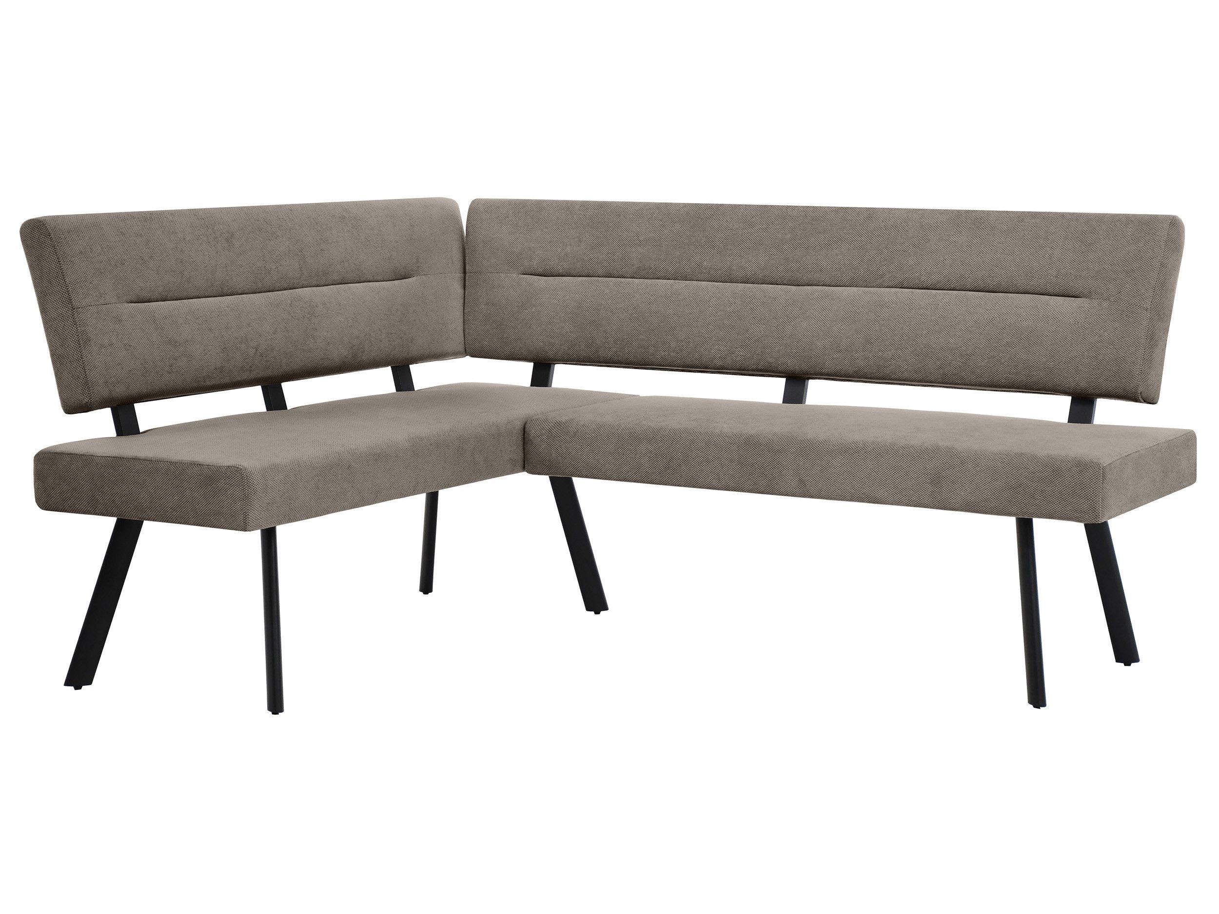 Beautysofa Eckbank ZERRA moderne Küchen-Eckbank und Esszimmerbank mit Stoff Curio (192 × 153 cm, hohe Rückenlehne), schwarzen pulverbeschichteten Metallbeinen